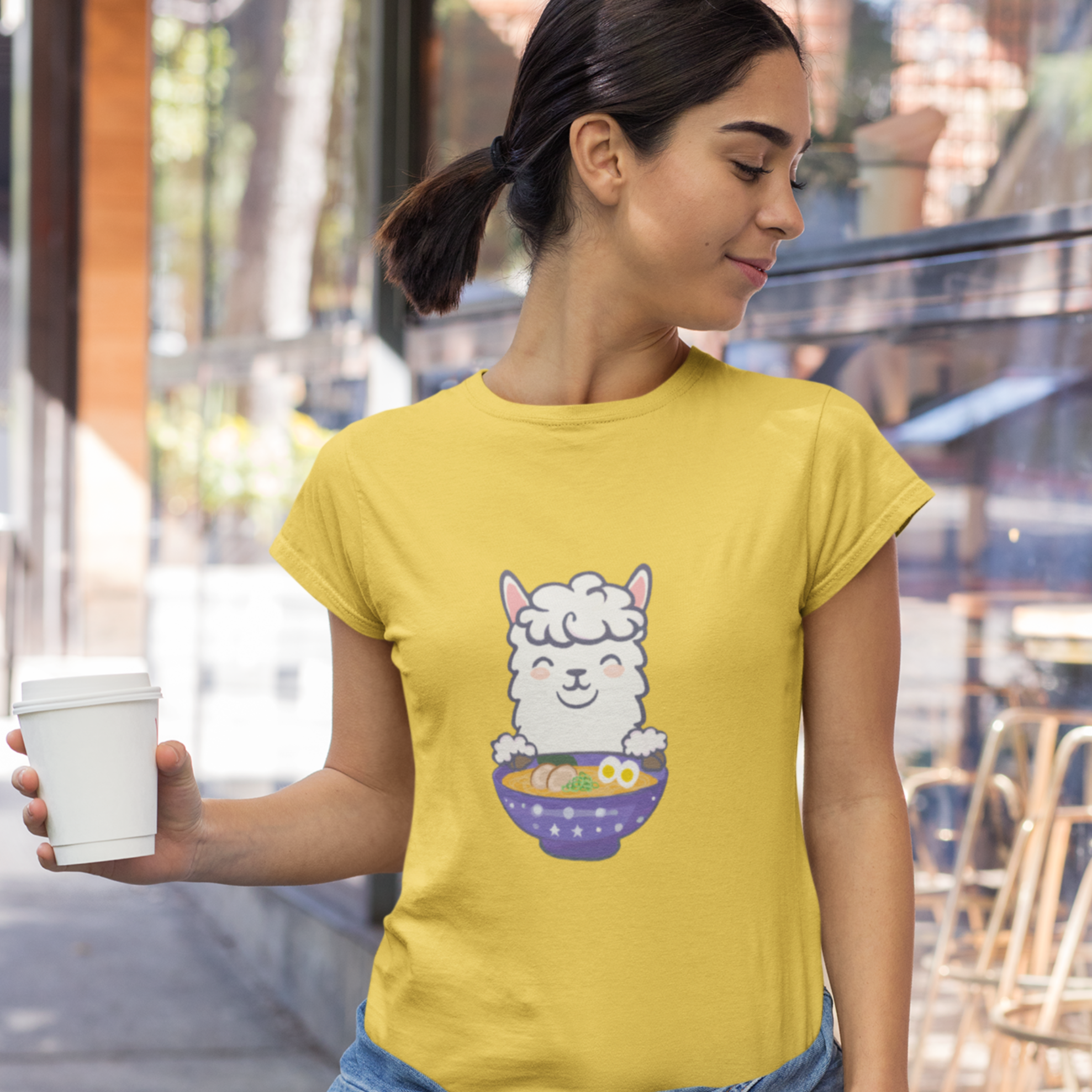 Ramen T-Shirt with Llama and Noodles: A Cozy Blend of Foodie and Fun