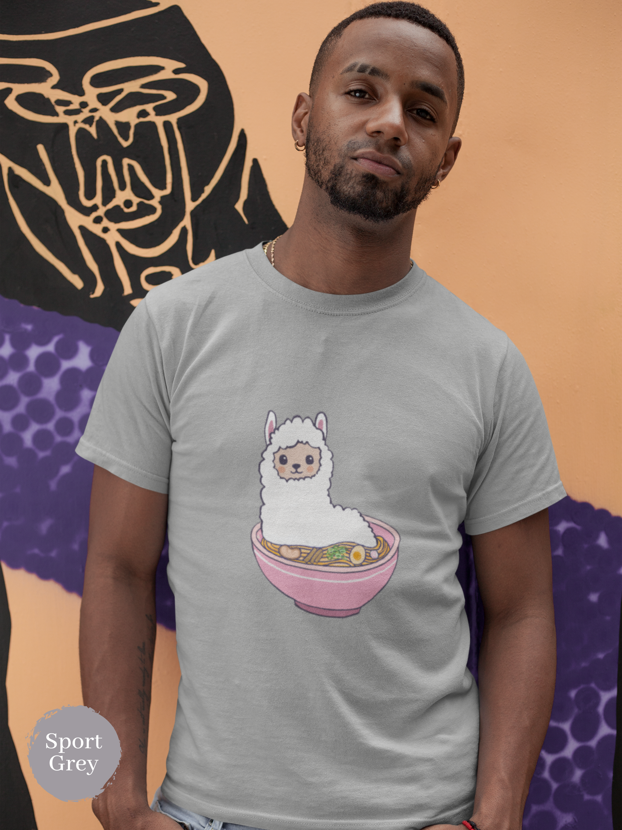 Ramen T-shirt with Llama in Japanese Ramen Bowl - Foodie Shirt for Ramen Art Fans