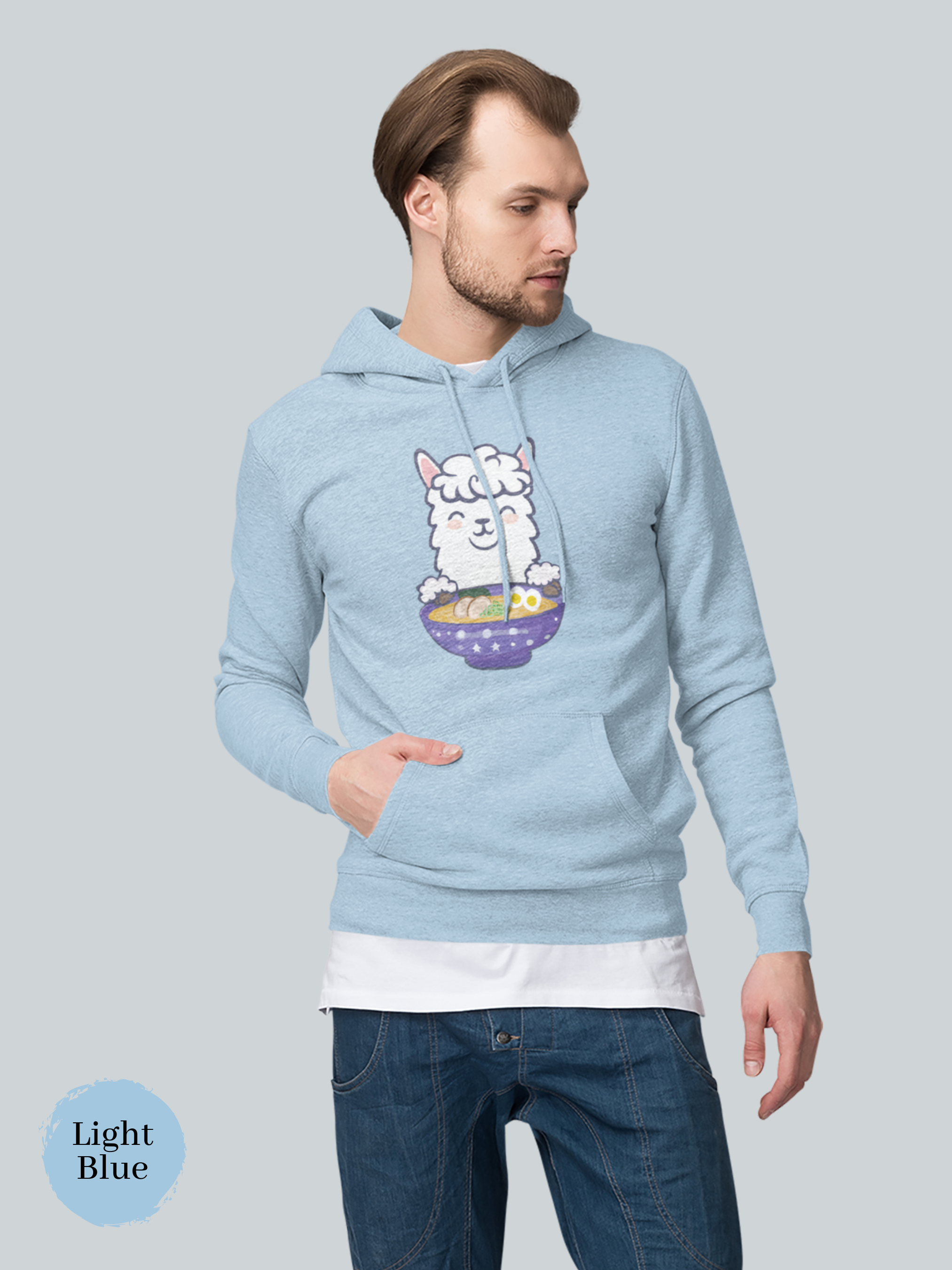 Ramen Hoodie: Llama Noodle Love - Foodie Hoodie with Cute Ramen Art