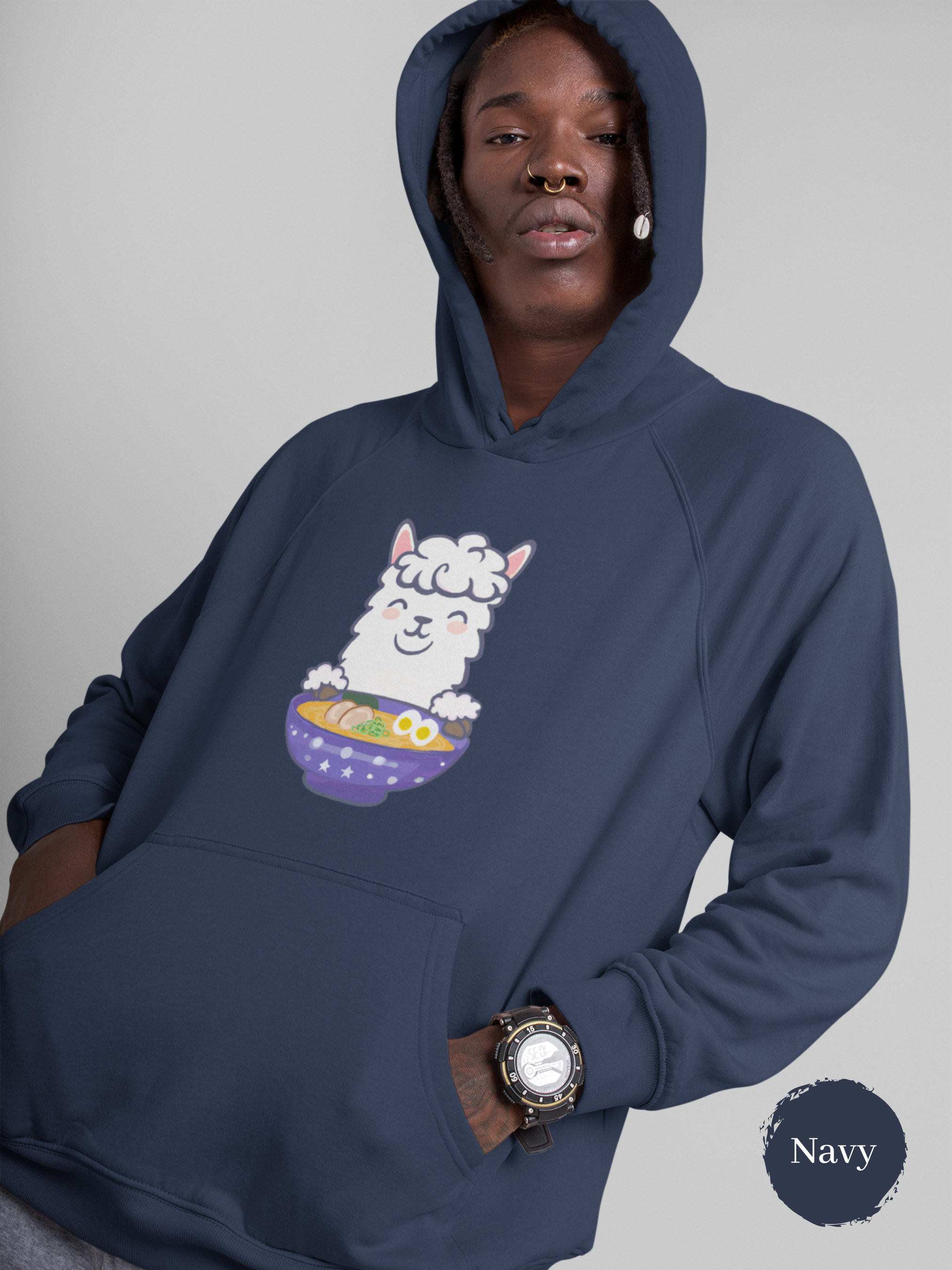 Ramen Hoodie: Llama Noodle Love - Foodie Hoodie with Cute Ramen Art
