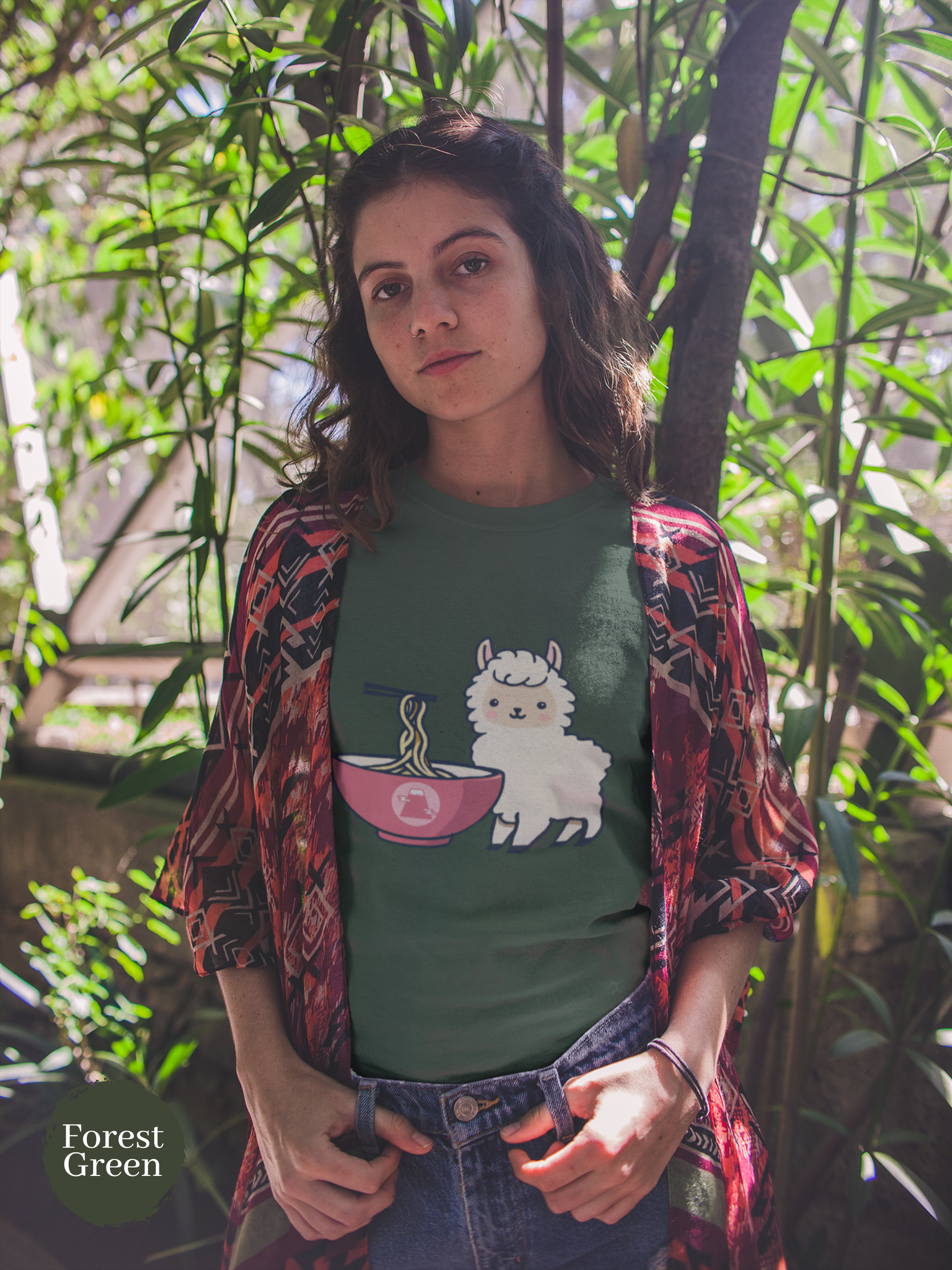 Ramen Llama Love T-Shirt: Japanese Foodie Shirt with Cute Llama and Ramen Art