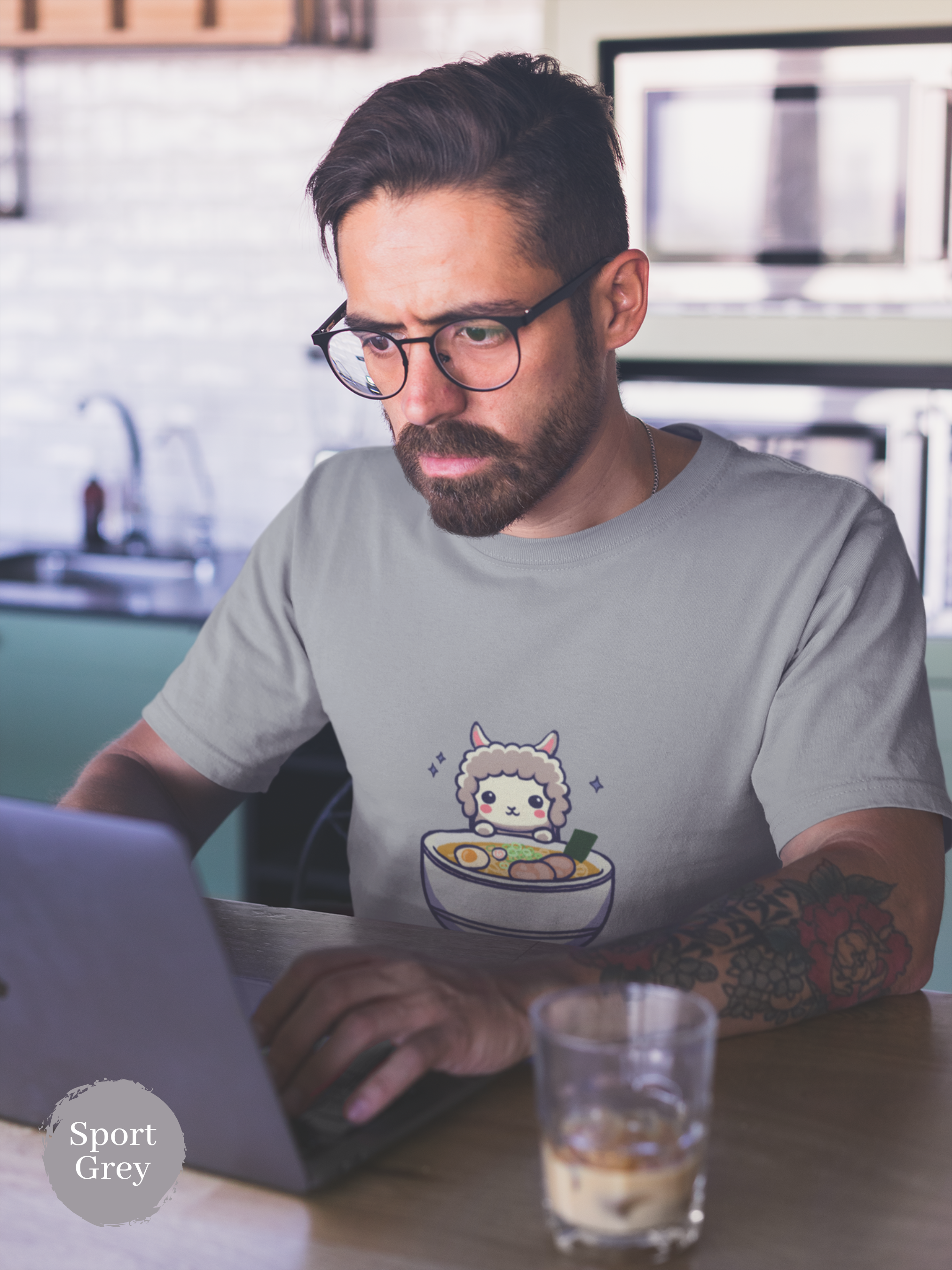Ramen T-shirt: Japanese Foodie Shirt with Fun Ramen Art Featuring a Llama and Delicious Noodles