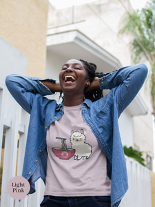 Ramen Llama Love T-Shirt: Japanese Foodie Shirt with Cute Llama and Ramen Art
