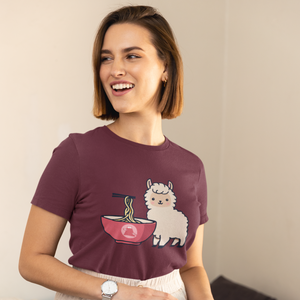 Ramen Llama Love T-Shirt: Japanese Foodie Shirt with Cute Llama and Ramen Art