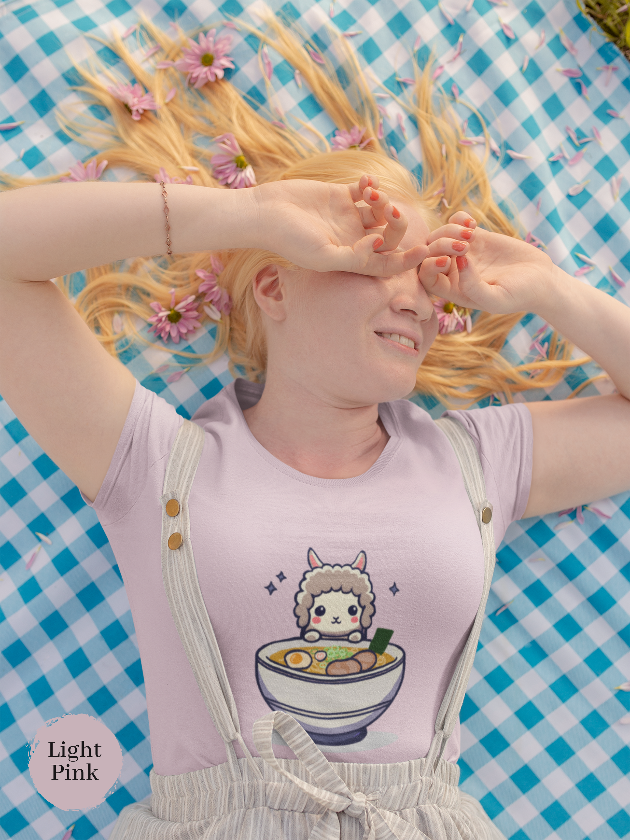 Ramen T-shirt: Japanese Foodie Shirt with Fun Ramen Art Featuring a Llama and Delicious Noodles