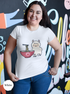 Ramen Llama Love T-Shirt: Japanese Foodie Shirt with Cute Llama and Ramen Art