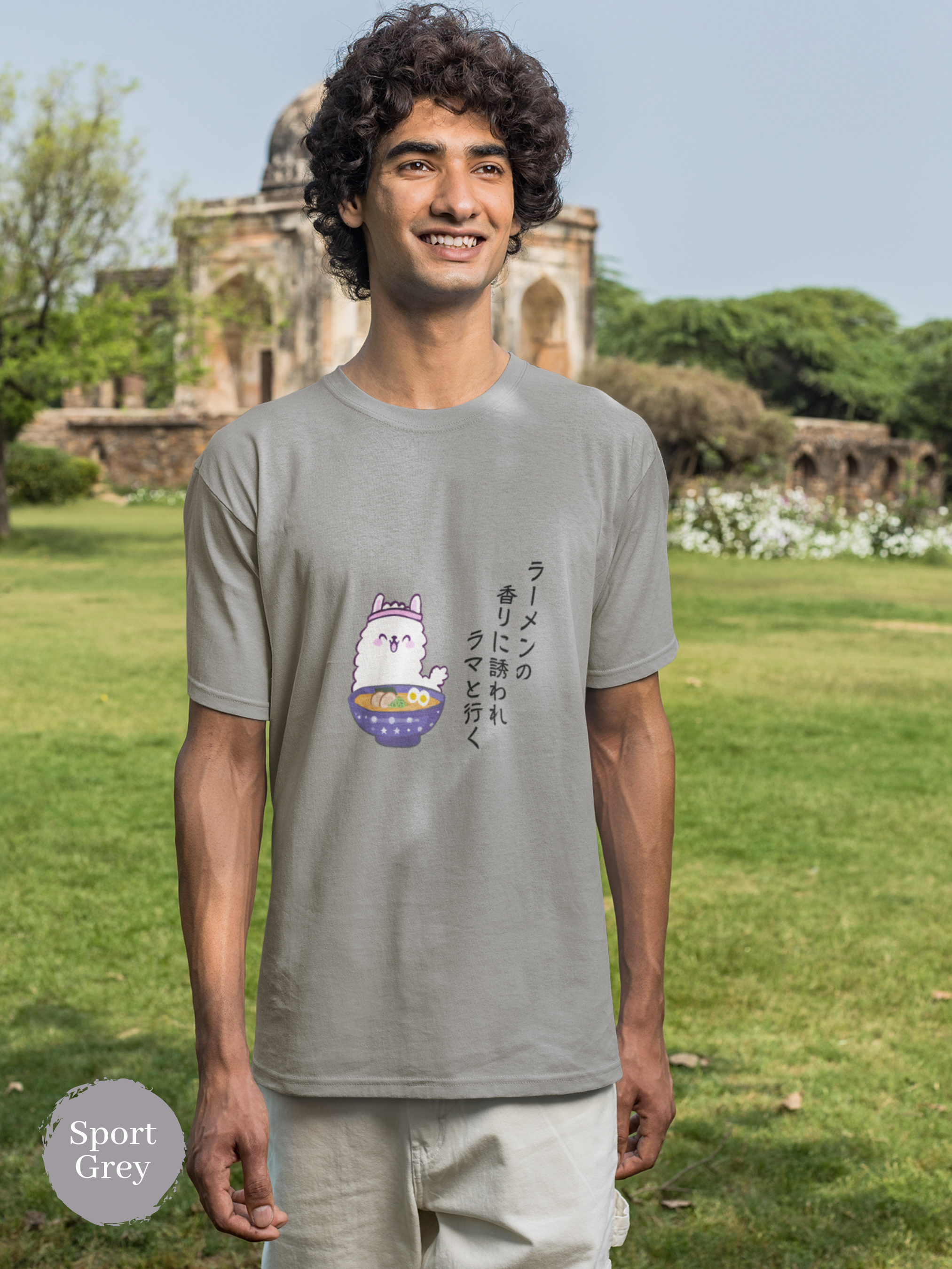 Ramen T-shirt with Llama Haiku: Follow the Scent of Ramen with Llama - Japanese Foodie Shirt with Ramen Art