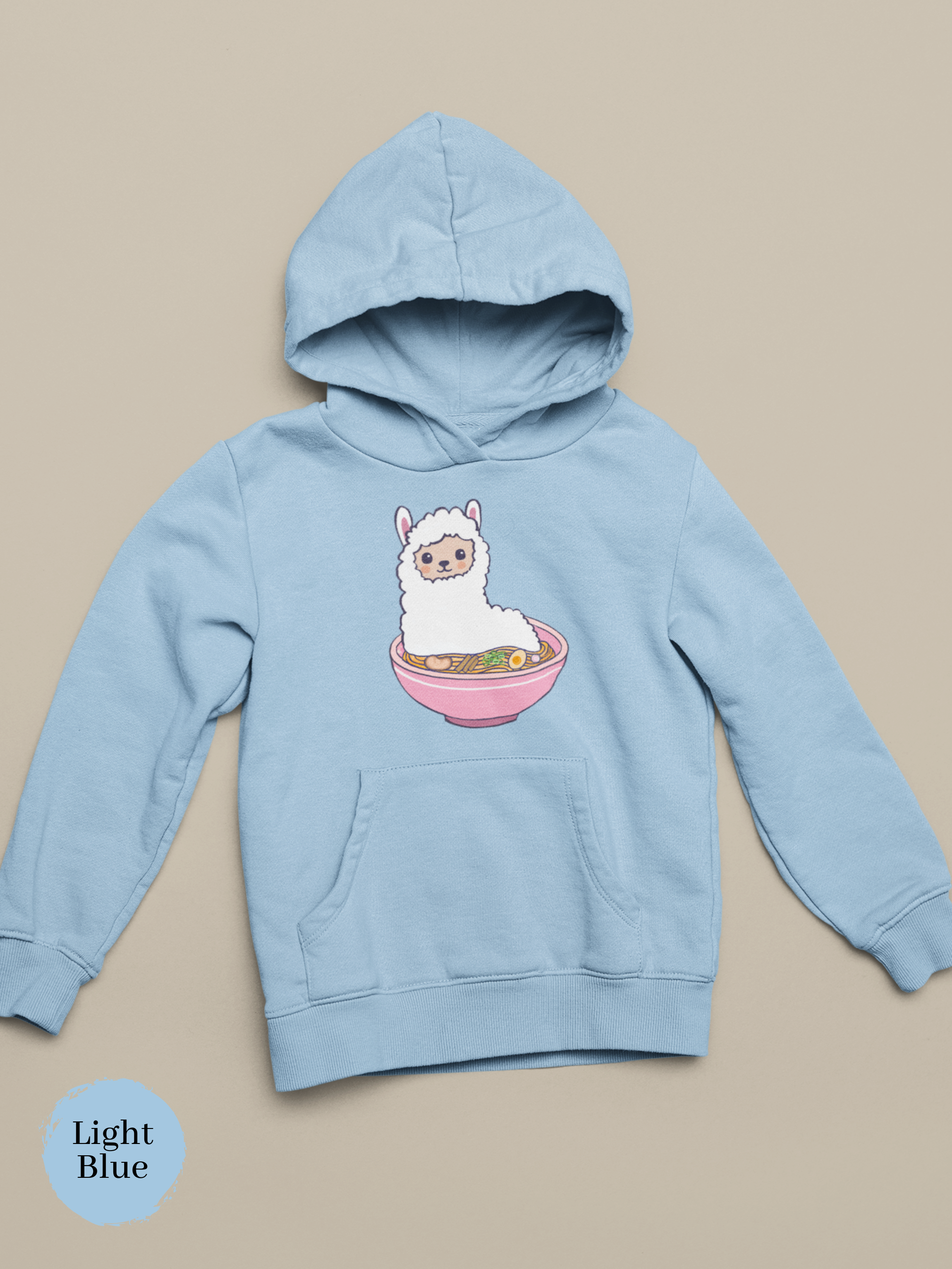 Ramen Hoodie: Llama Ramen Noodles - Playful Pun Hoodie with Cute Ramen Art