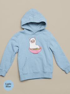 Ramen Hoodie: Llama Ramen Noodles - Playful Pun Hoodie with Cute Ramen Art