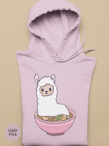 Ramen Hoodie: Llama Ramen Noodles - Playful Pun Hoodie with Cute Ramen Art
