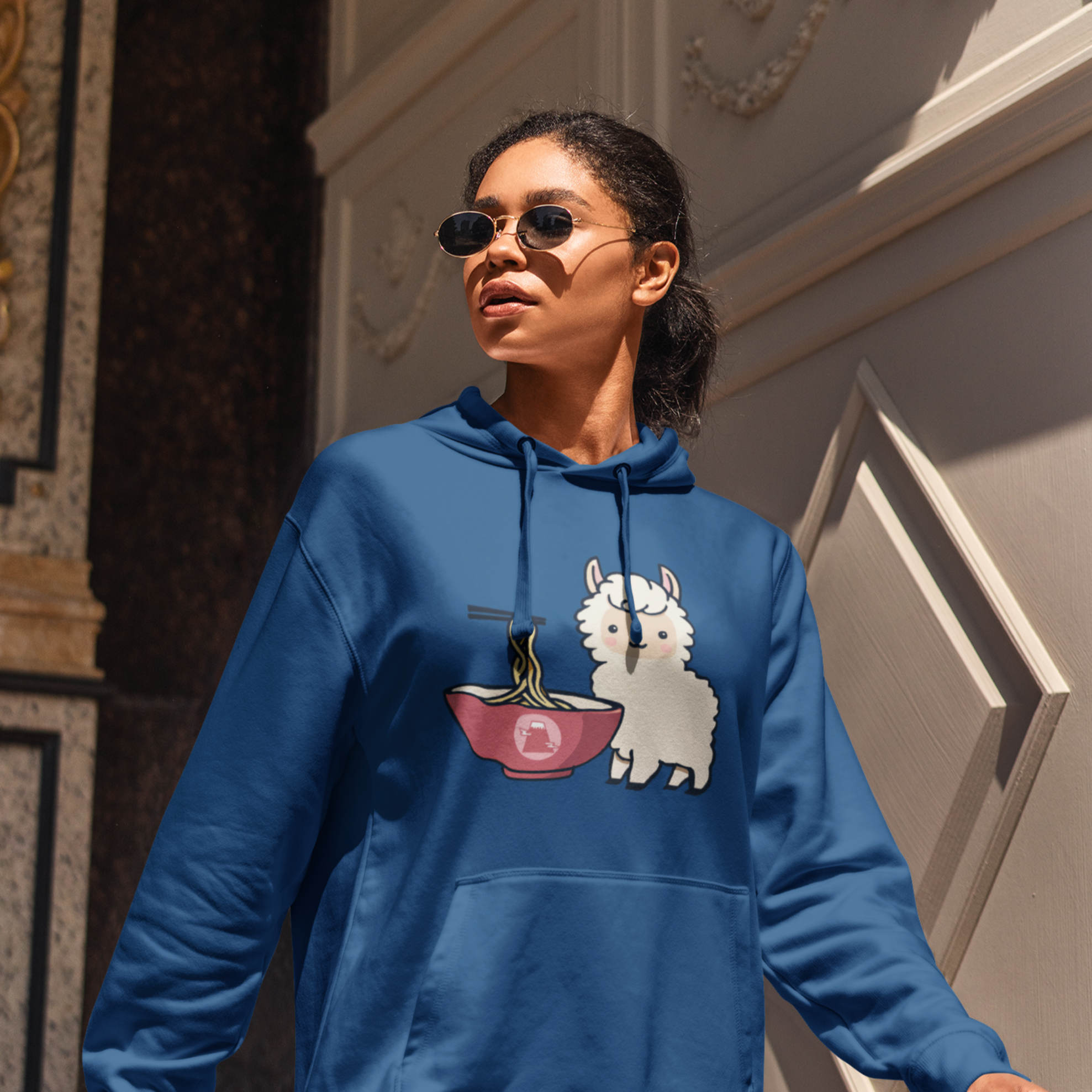 Ramen Hoodie with Llama and Noodles: A Cozy Blend of Foodie and Fun