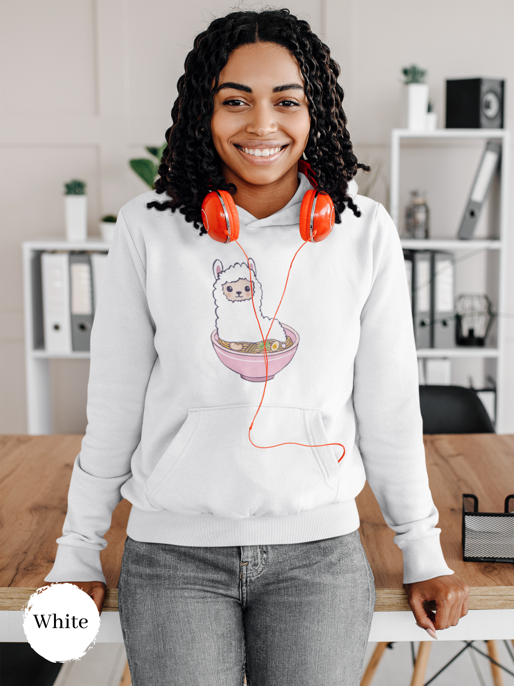 Ramen Hoodie: Llama Ramen Noodles - Playful Pun Hoodie with Cute Ramen Art