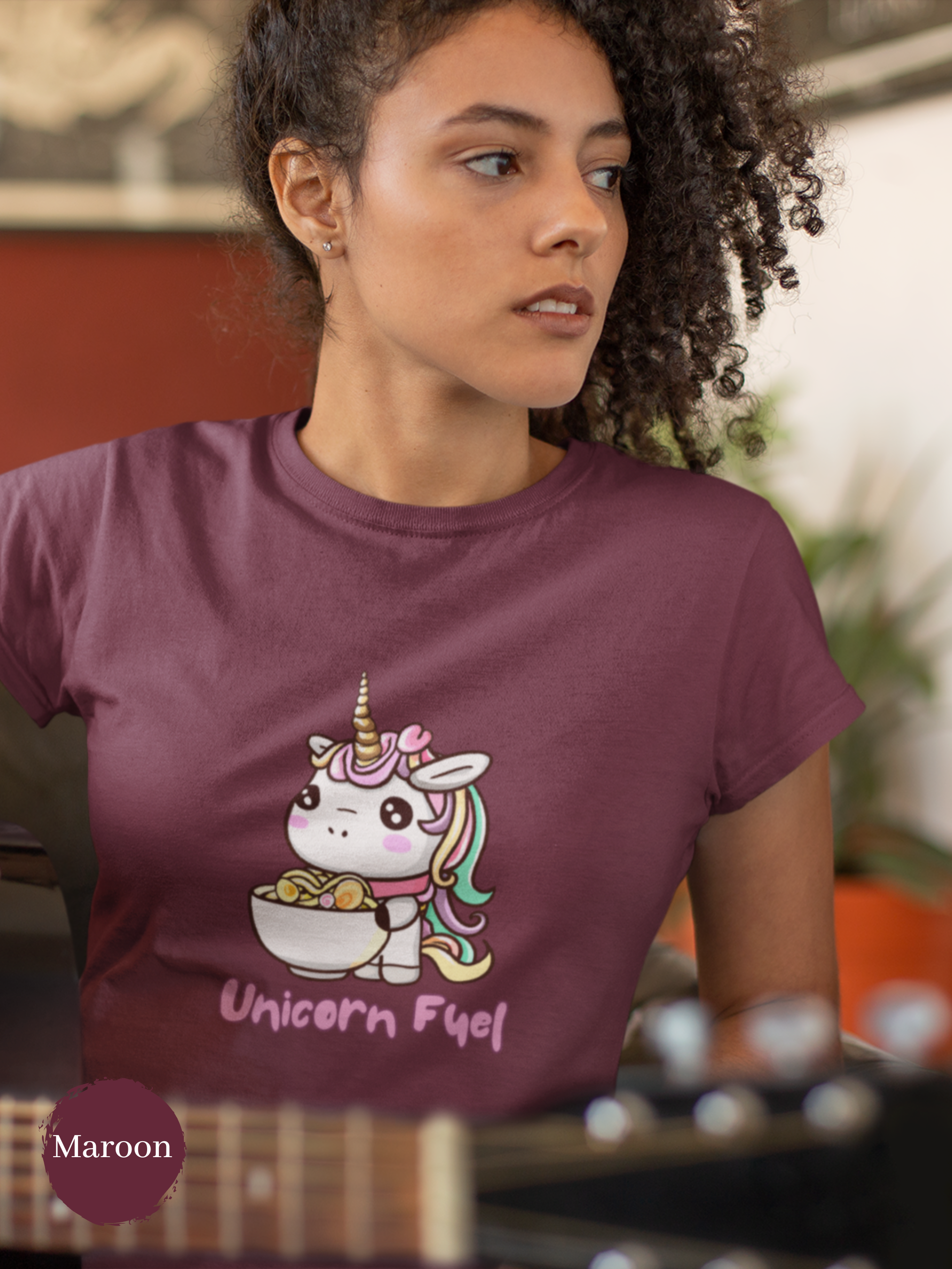 Ramen T-shirt with Unicorn Fuel Illustration - Japanese Foodie Shirt with Ramen Art