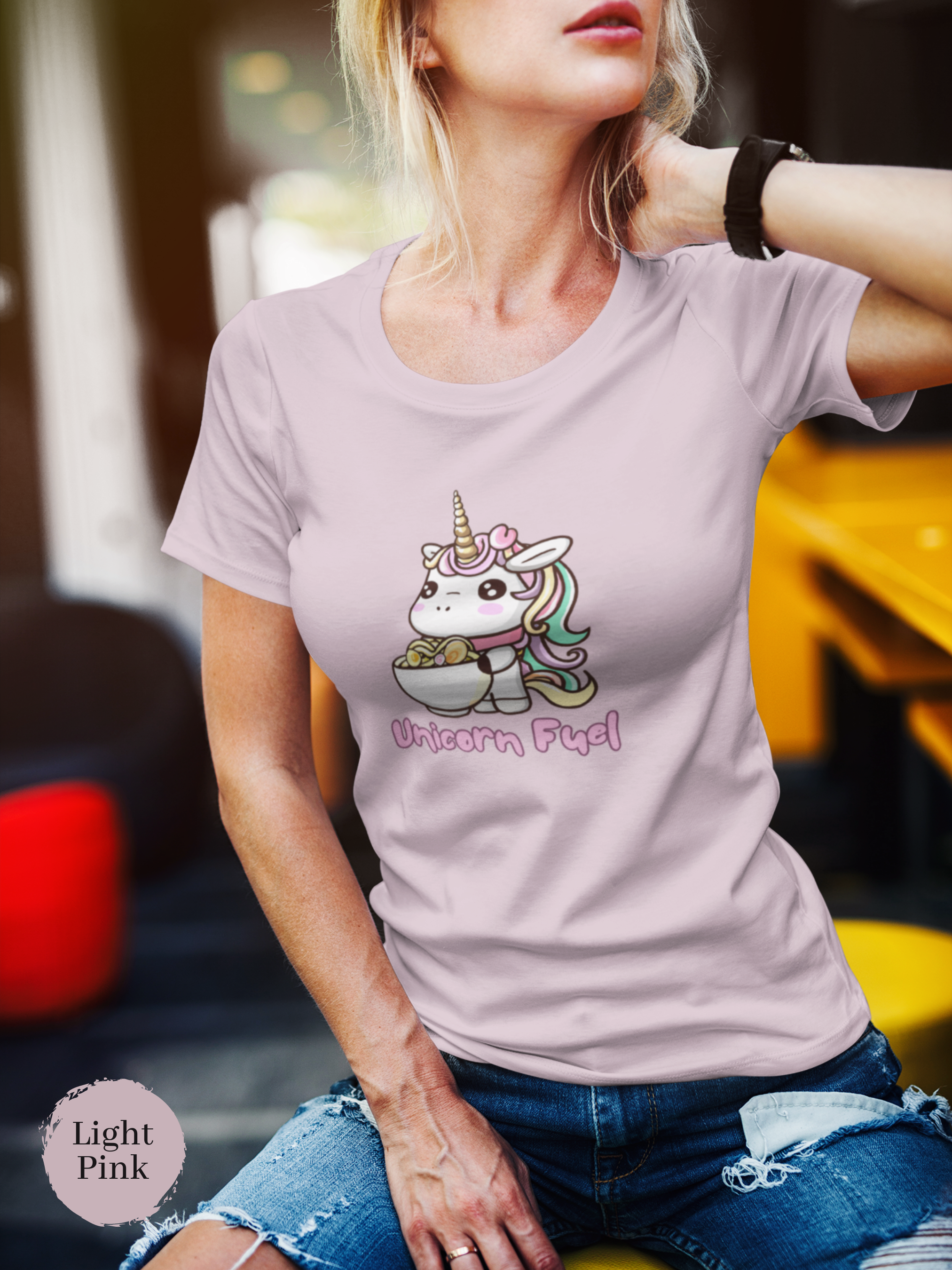 Ramen T-shirt with Unicorn Fuel Illustration - Japanese Foodie Shirt with Ramen Art