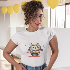 Ramen Owl T-Shirt: Japanese Foodie Shirt with Cute Owl Illustration and Ramen Art