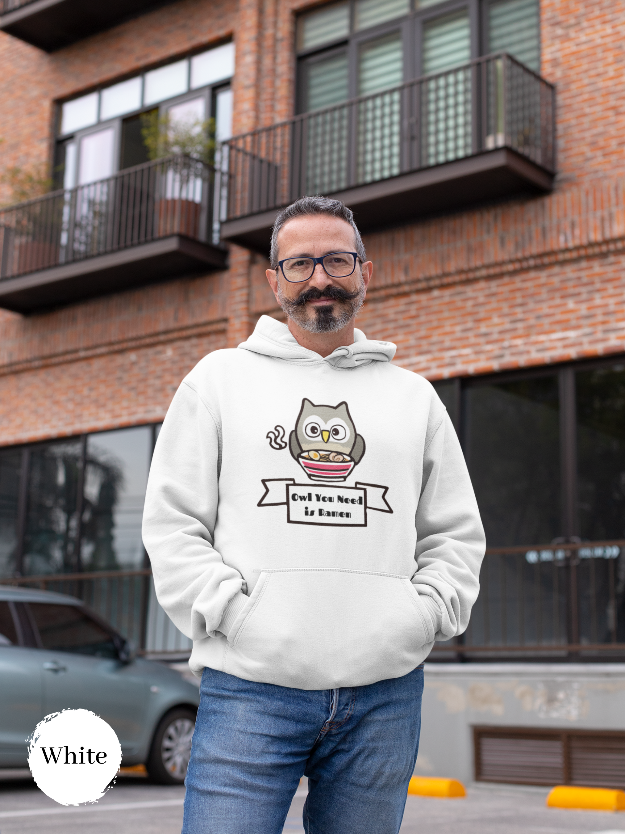 Ramen Hoodie: Owl You Need is Ramen - A Punny Asian Foodie Hoodie with Charming Ramen Art