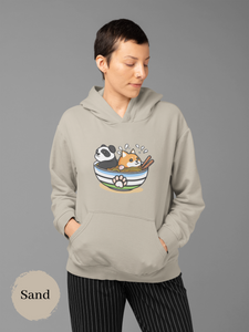 Ramen Hoodie: Panda and Shiba Inu in Ramen Bowl - Asian Food Hoodie - Ramen Art Sweatshirt