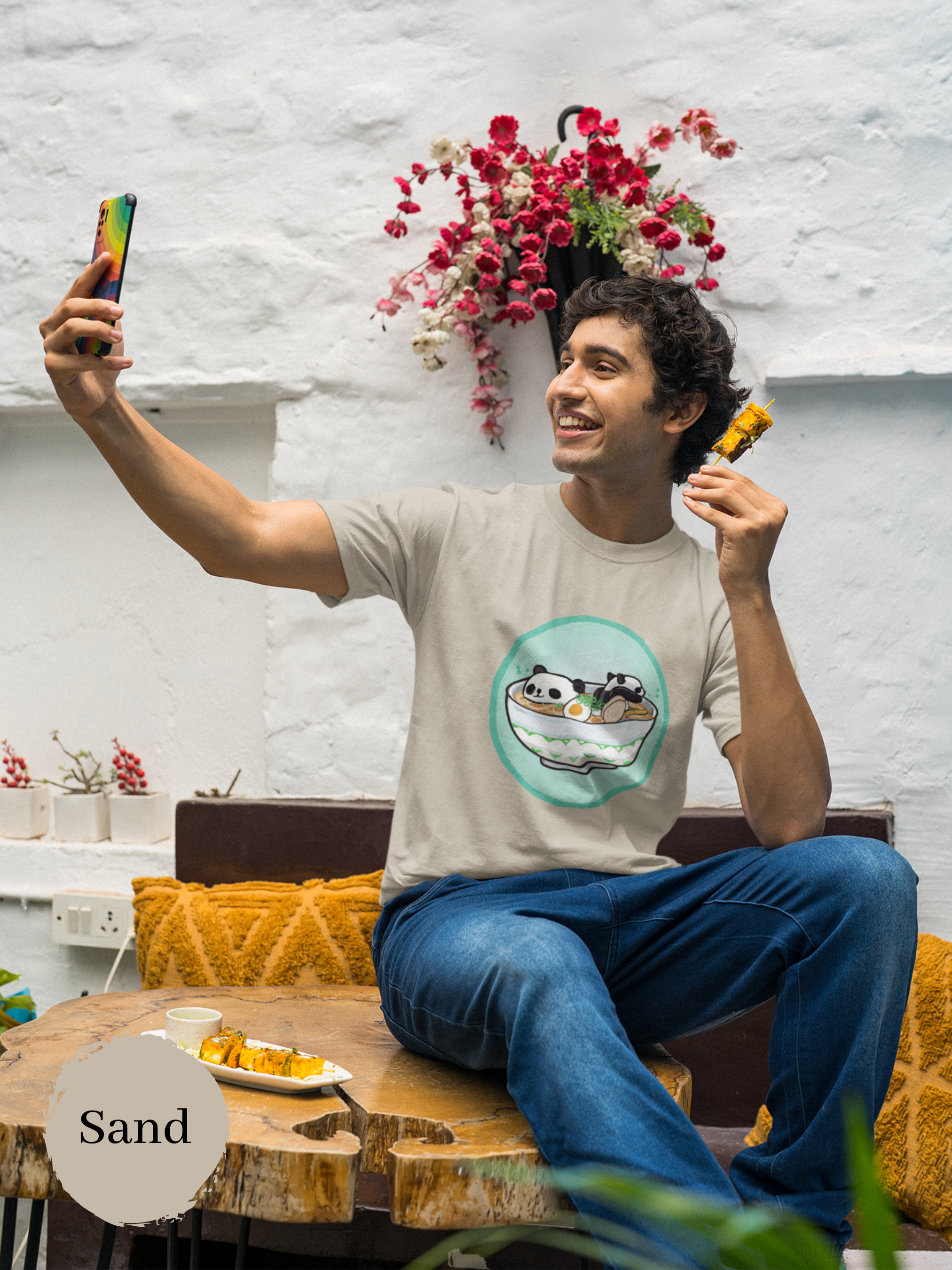 Ramen T-shirt with Panda Artwork Japanese Foodie Shirt for Ramen Lovers