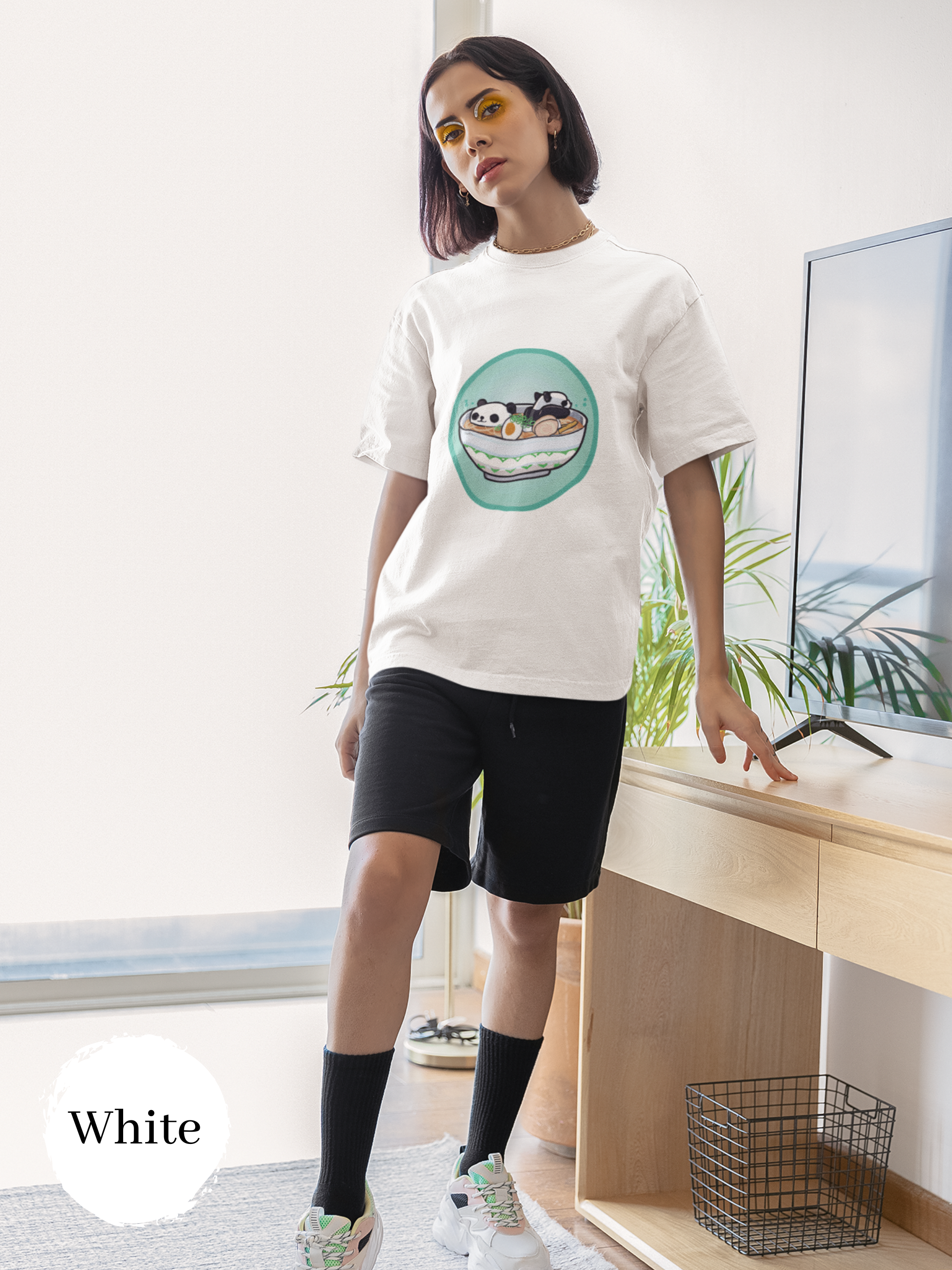 Ramen T-shirt with Panda Artwork Japanese Foodie Shirt for Ramen Lovers