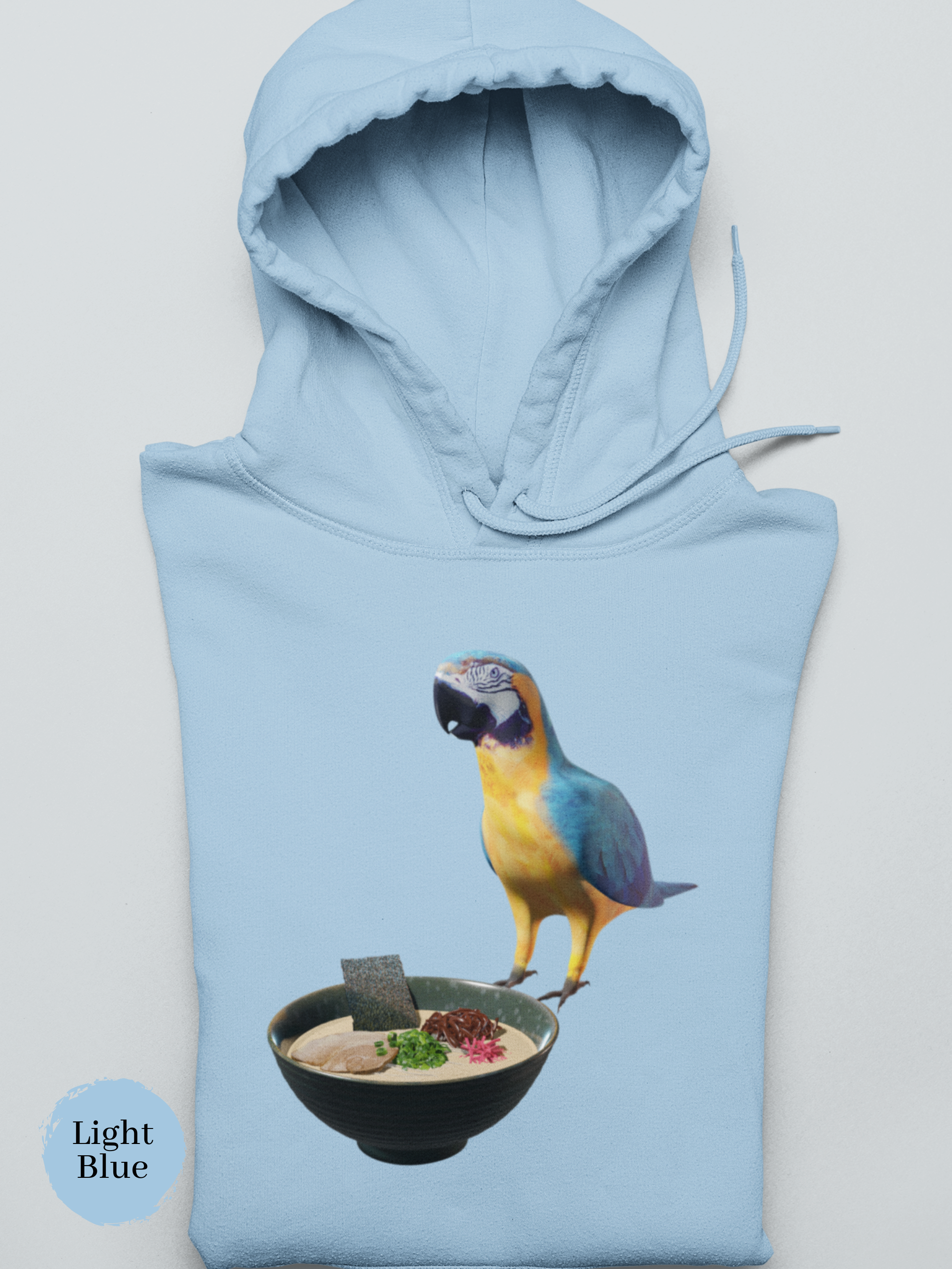 Ramen Hoodie Polly Wants Some Ramen Parrot and Ramen Art Foodie Hoodie