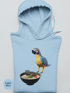 Ramen Hoodie Polly Wants Some Ramen Parrot and Ramen Art Foodie Hoodie