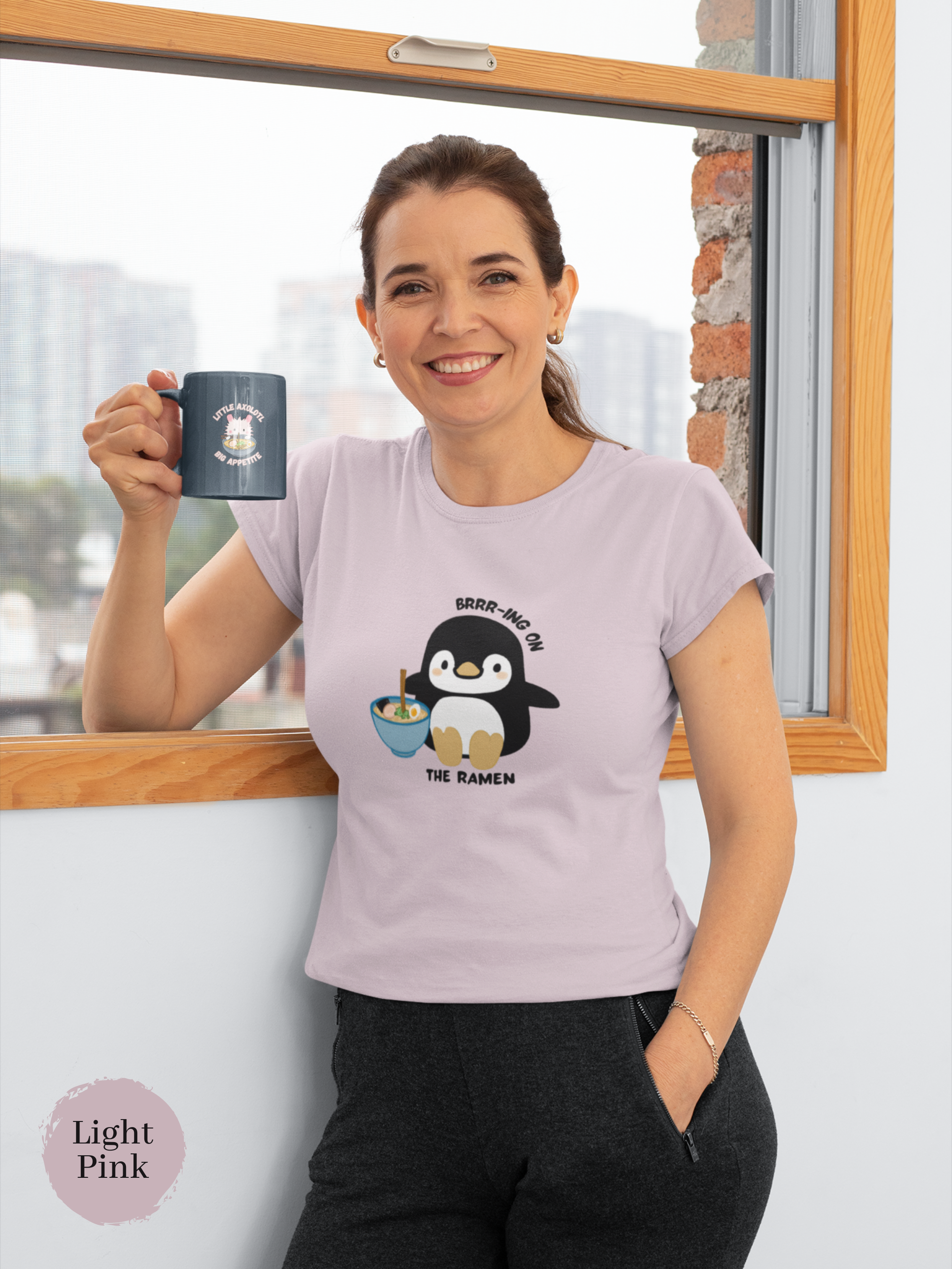 Ramen T-Shirt with Penguin Illustration - Brrr-ing on the Ramen! Japanese Shirt for Foodie, Ramen Art Lover, Cute and Playful Design
