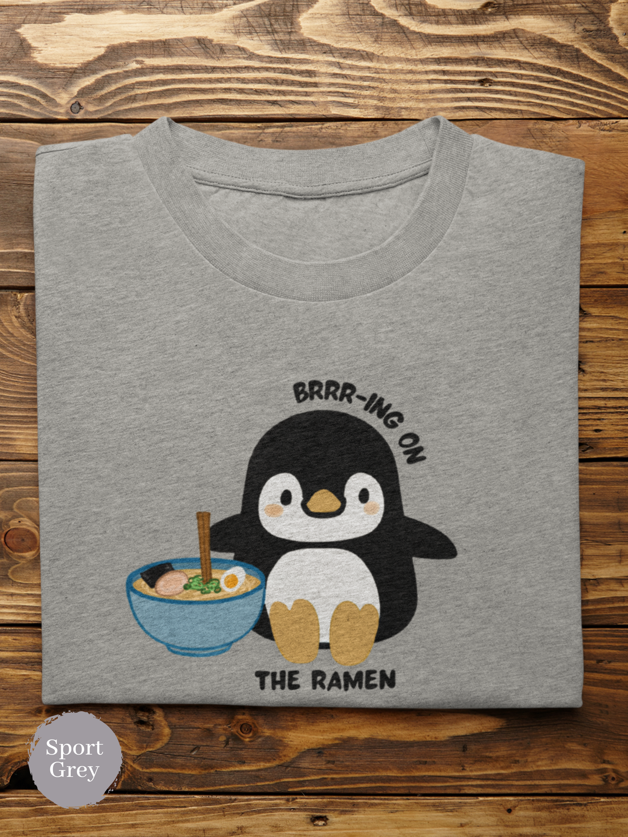Ramen T-Shirt with Penguin Illustration - Brrr-ing on the Ramen! Japanese Shirt for Foodie, Ramen Art Lover, Cute and Playful Design