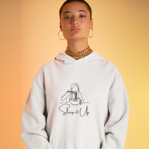 Ramen Hoodie: Slurp It Up - One Line Drawing of Woman Eating Bowl | Foodie and Pun Hoodie | Asian Food Hoodie | Ramen Art Sweatshirt