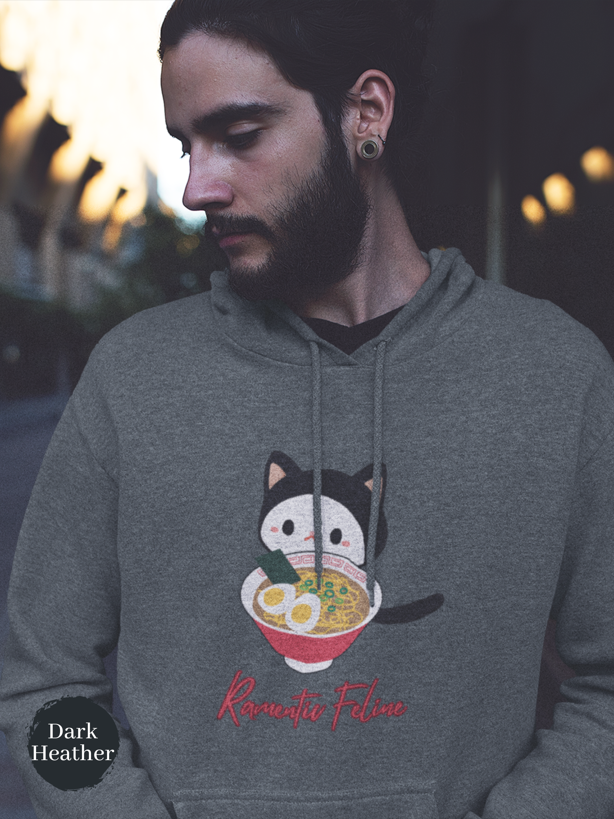 Ramen Hoodie - Ramentic Feline Delight: A Purr-fect Combination of Ramen Art and Asian Food Hoodie for Foodie Cat Lovers