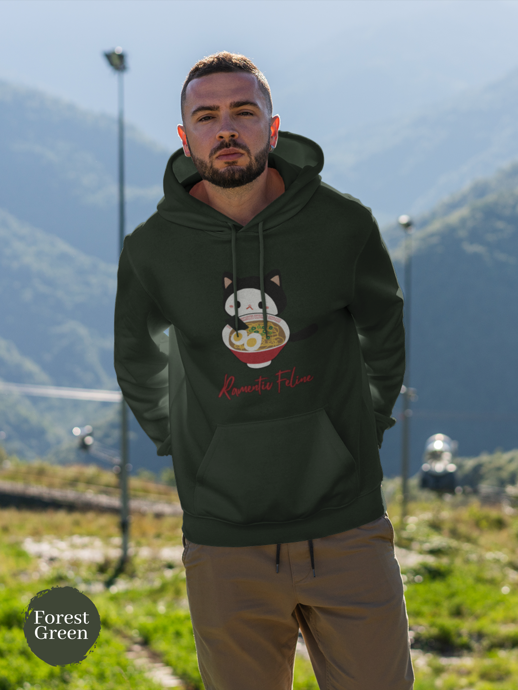 Ramen Hoodie - Ramentic Feline Delight: A Purr-fect Combination of Ramen Art and Asian Food Hoodie for Foodie Cat Lovers