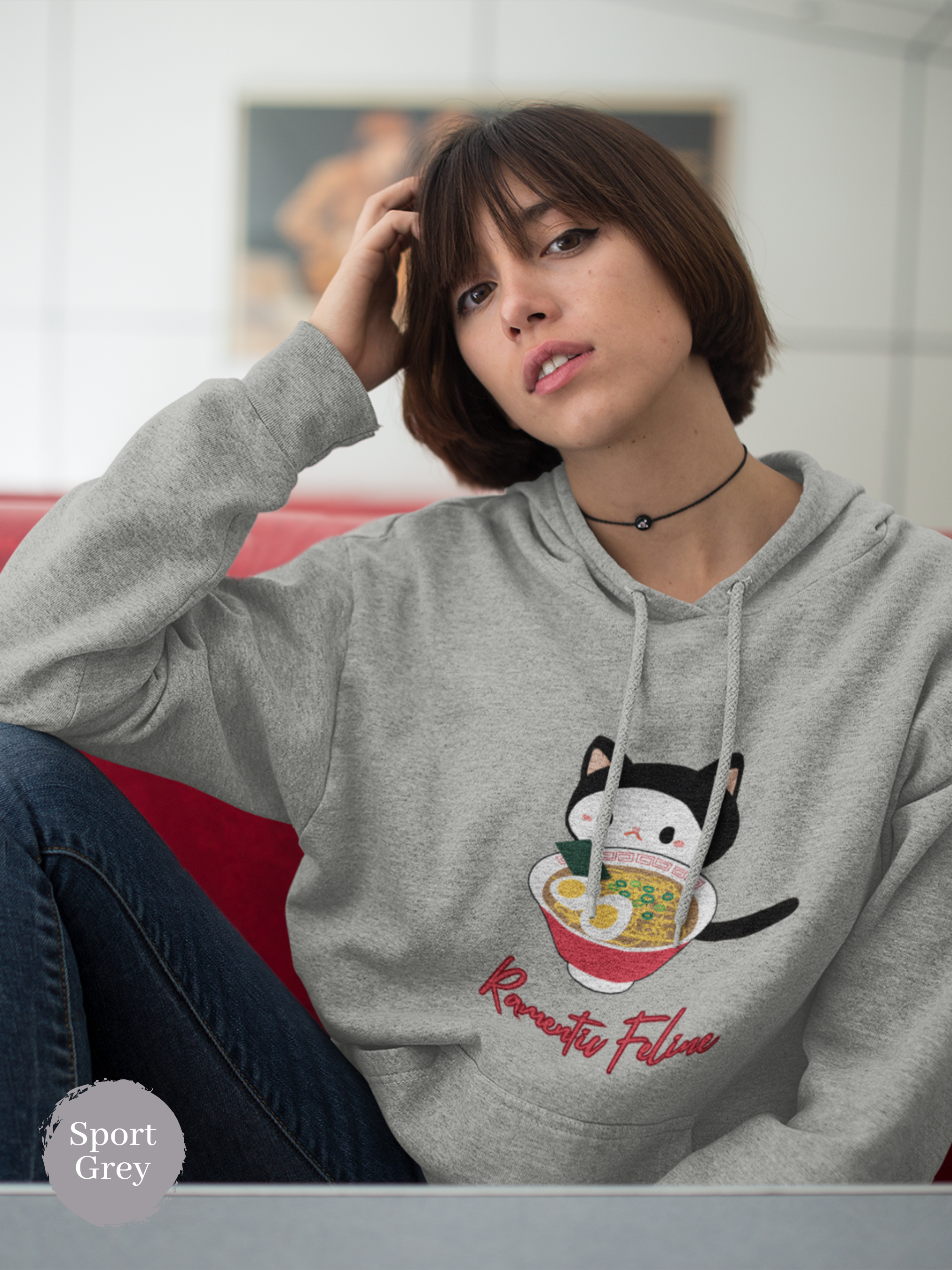 Ramen Hoodie - Ramentic Feline Delight: A Purr-fect Combination of Ramen Art and Asian Food Hoodie for Foodie Cat Lovers