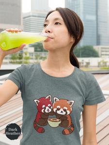 Ramen T-shirt: Cute Red Pandas Sharing a Bowl of Ramen - Japanese Foodie Shirt with Ramen Art