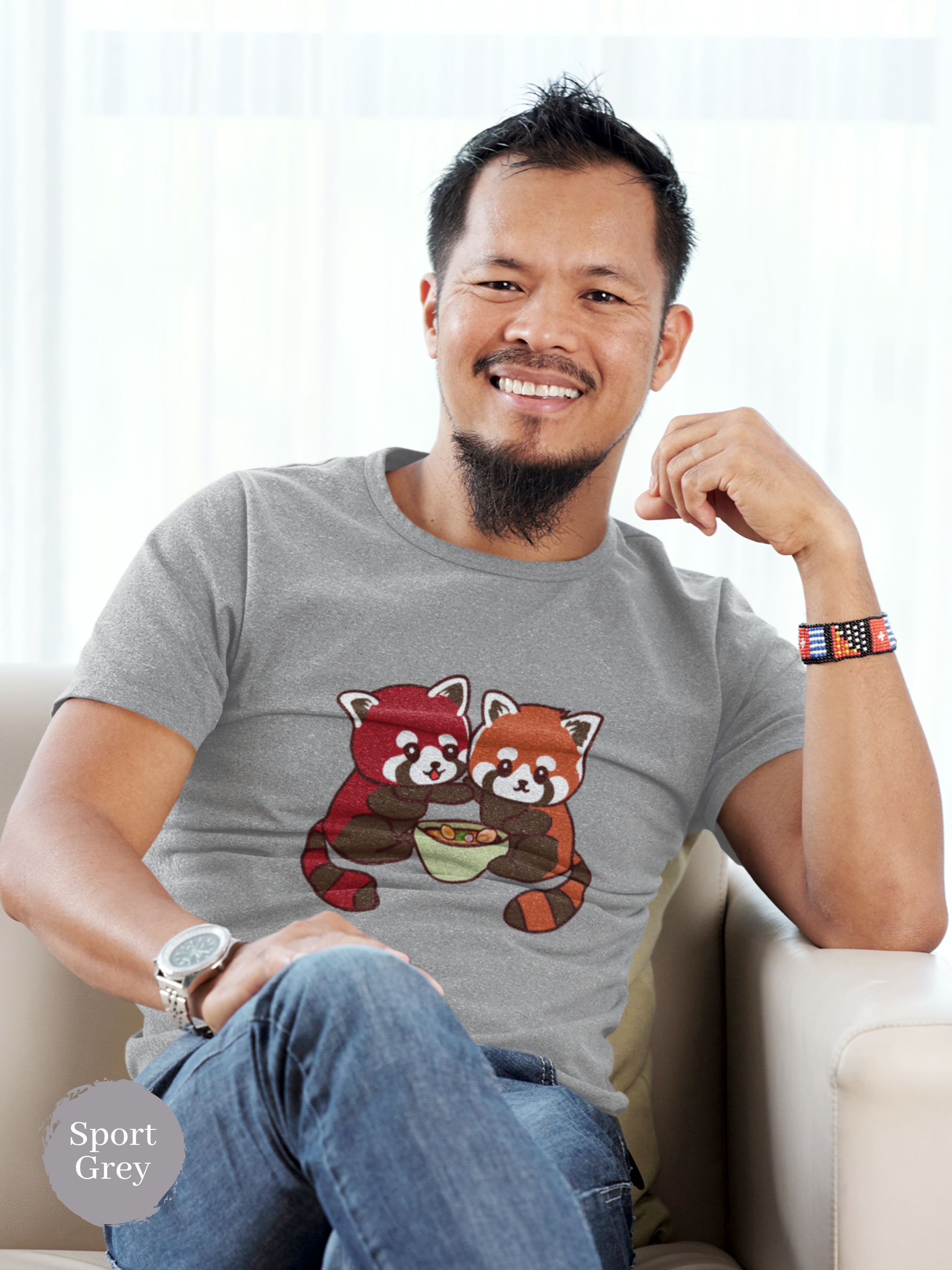 Ramen T-shirt: Cute Red Pandas Sharing a Bowl of Ramen - Japanese Foodie Shirt with Ramen Art