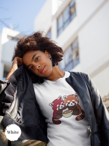 Ramen T-shirt: Cute Red Pandas Sharing a Bowl of Ramen - Japanese Foodie Shirt with Ramen Art