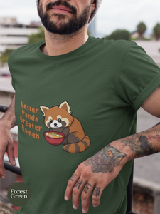 Ramen T-shirt with Red Panda: Japanese Foodie Shirt Featuring Lesser Panda Greater Ramen Art
