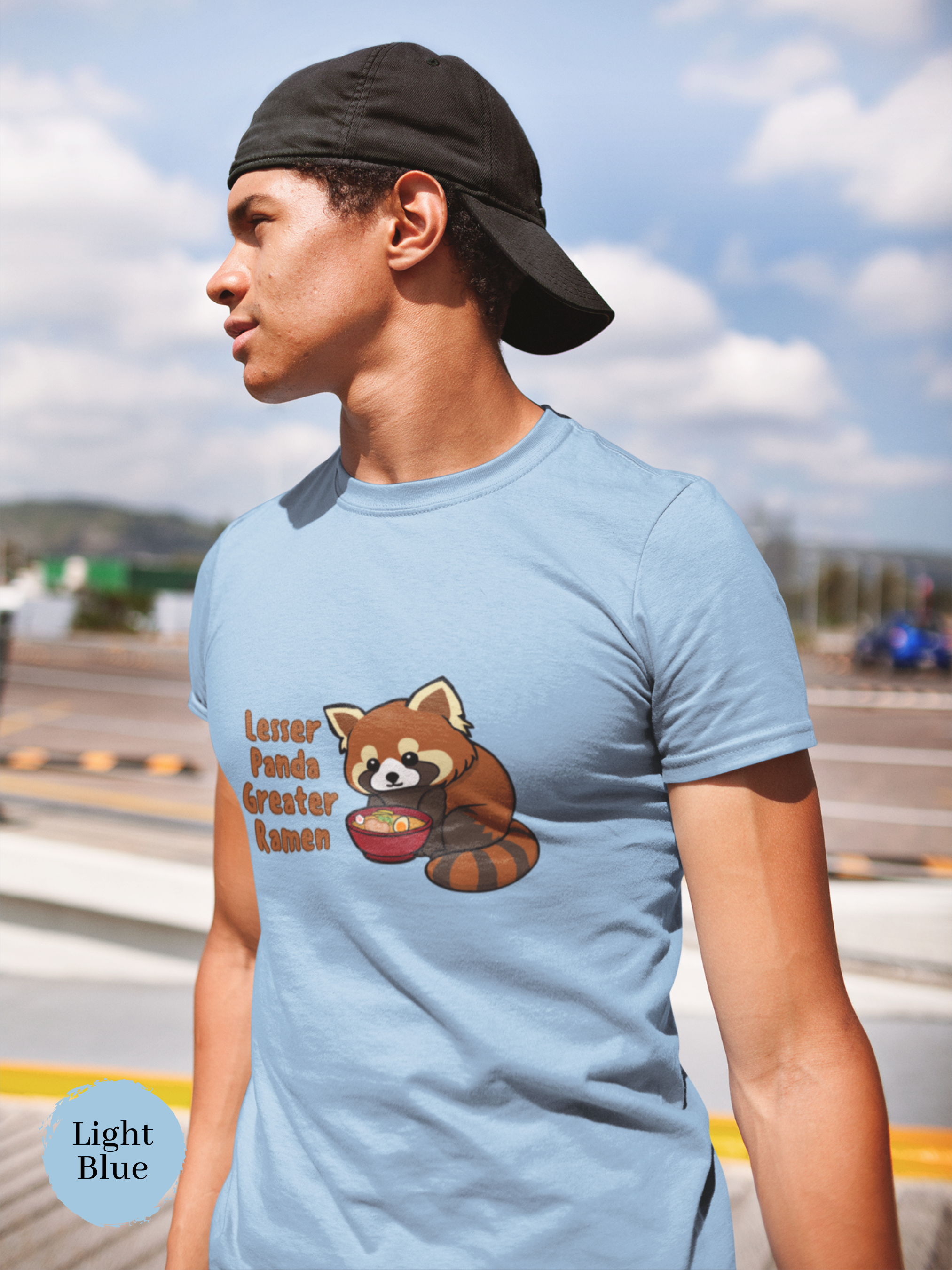 Ramen T-shirt with Red Panda: Japanese Foodie Shirt Featuring Lesser Panda Greater Ramen Art