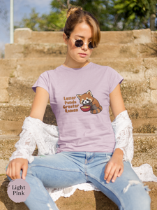 Ramen T-shirt with Red Panda: Japanese Foodie Shirt Featuring Lesser Panda Greater Ramen Art