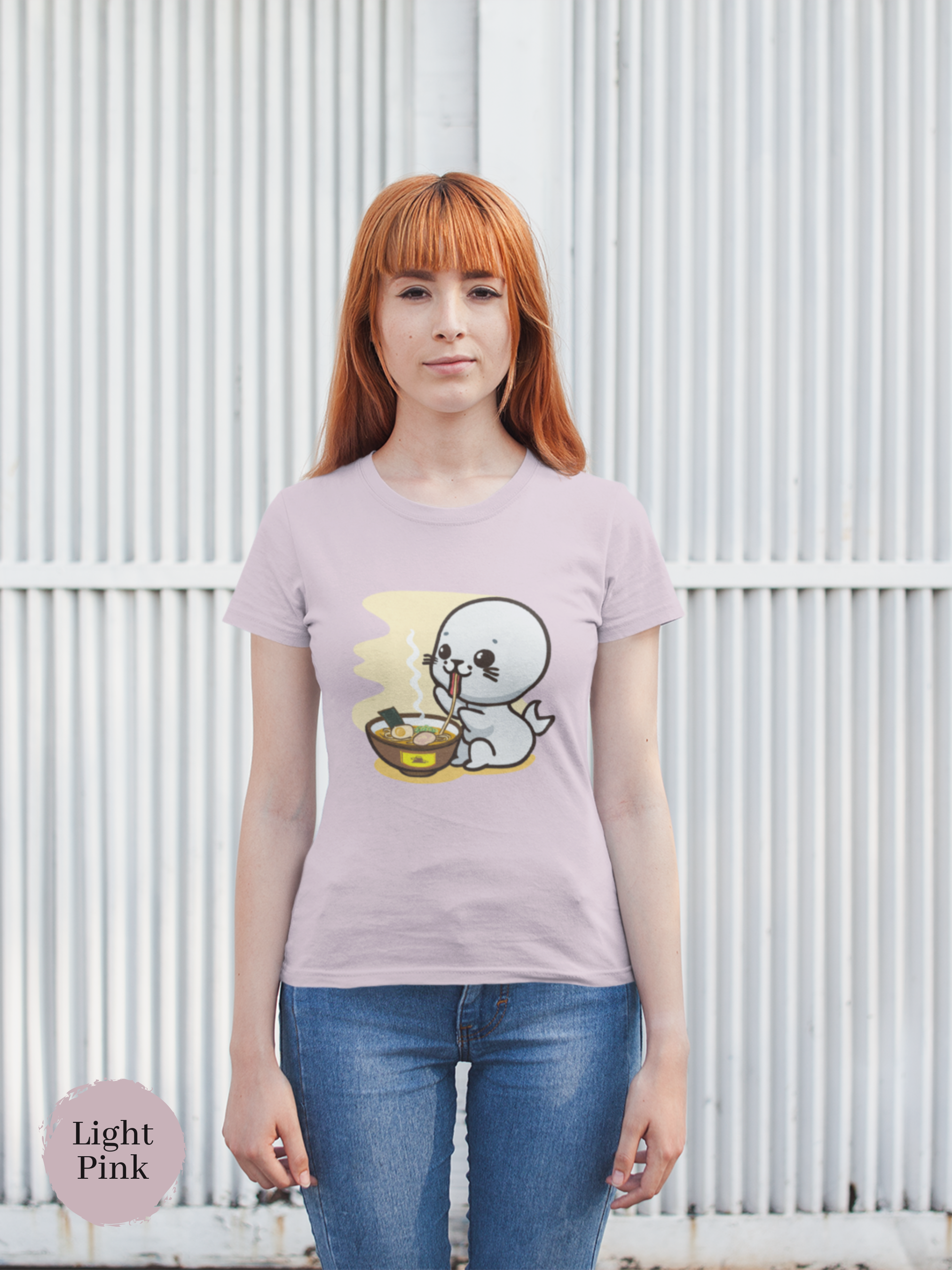 Ramen T-shirt with Adorable Baby Seal: A Unique Japanese Foodie Shirt with Ramen Art