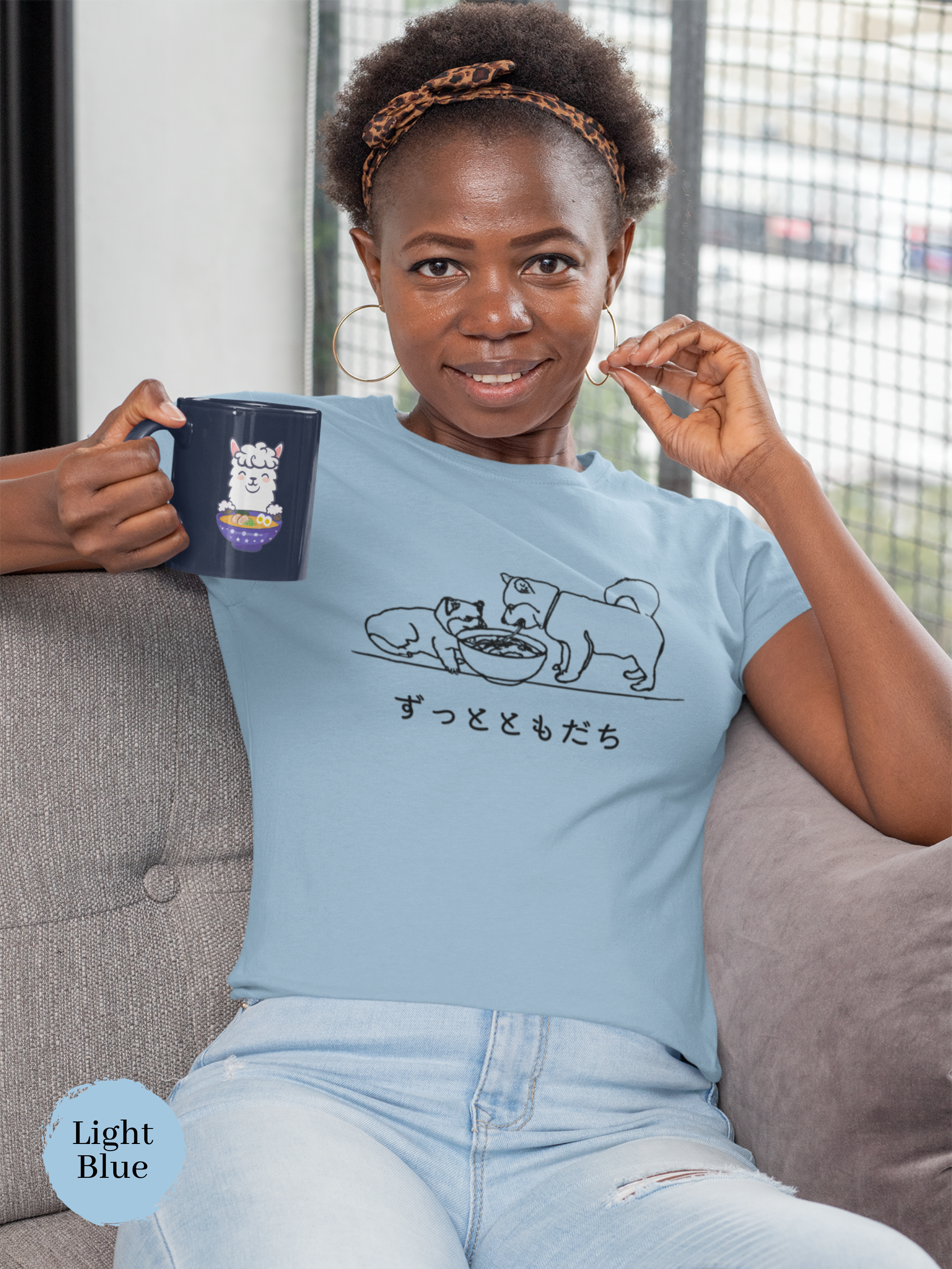 Ramen Friends T-Shirt: Japanese Foodie Shirt with Cat and Shiba Inu Illustration and Ramen Art featuring "Friends Forever"