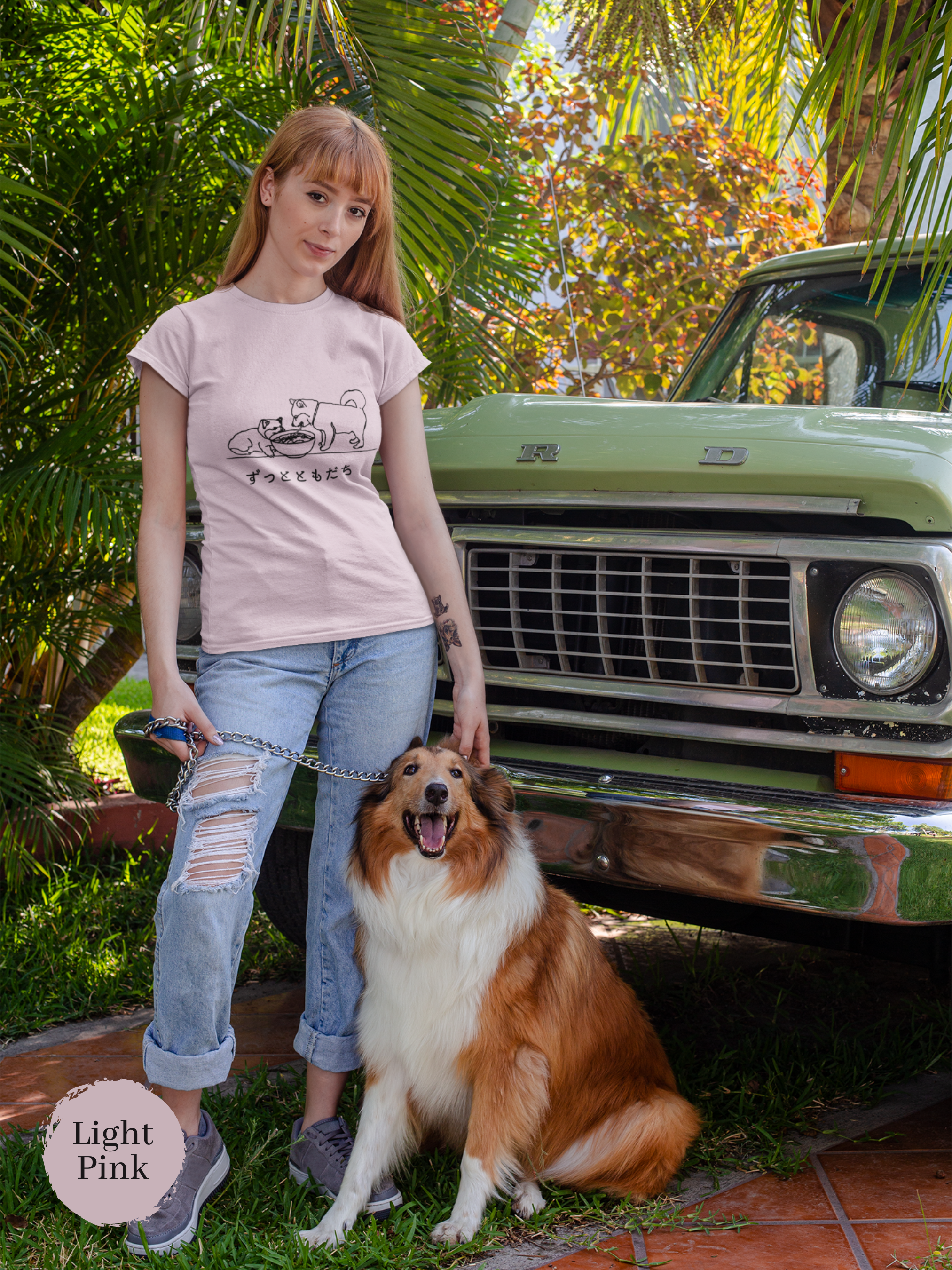 Ramen Friends T-Shirt: Japanese Foodie Shirt with Cat and Shiba Inu Illustration and Ramen Art featuring "Friends Forever"