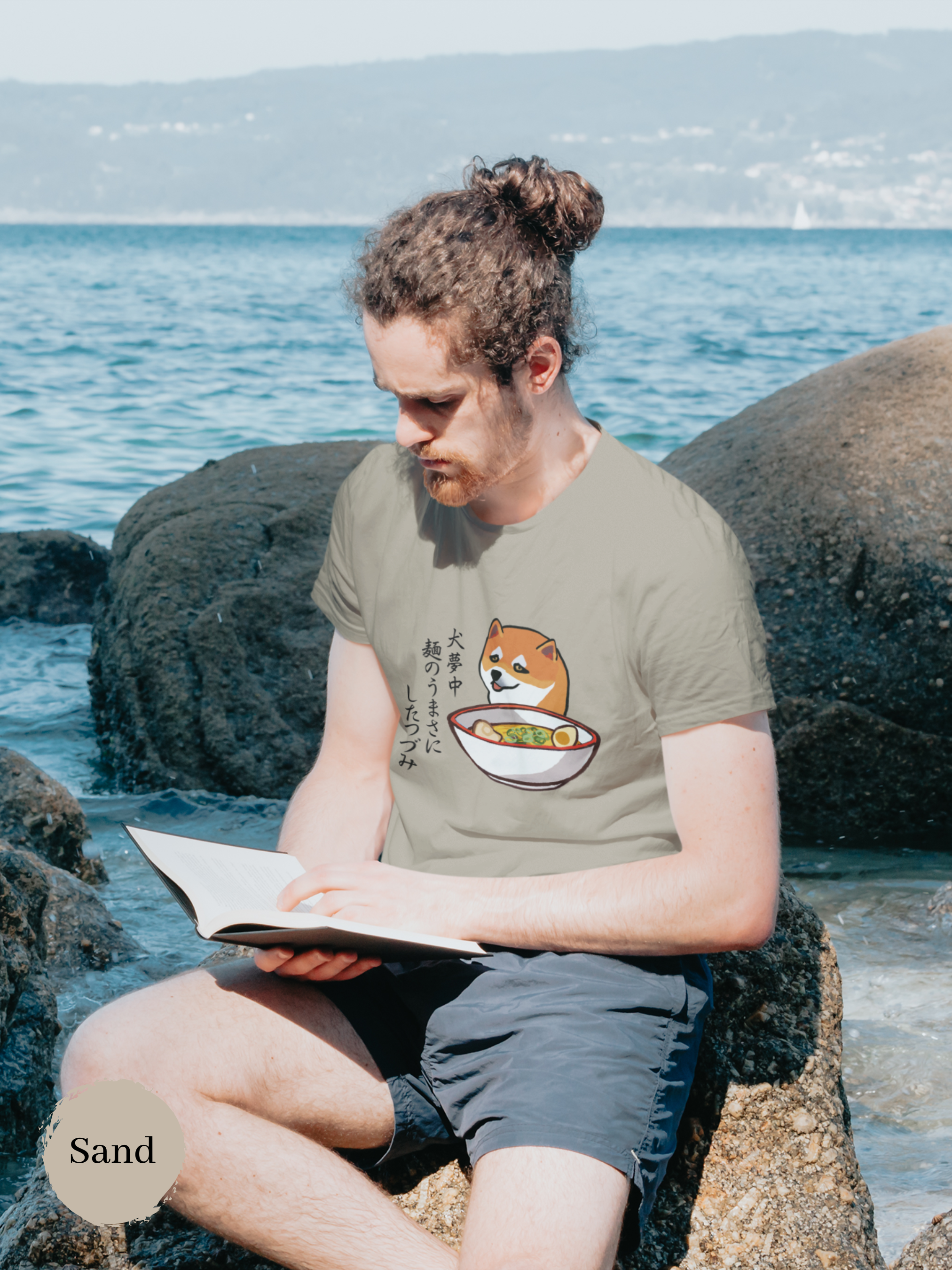 Ramen T-shirt: Shiba Inu Ramen Art Haiku - Japanese Foodie Shirt with Unique Ramen Design