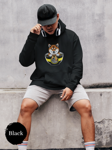 Ramen Hoodie: Grumpy Shiba Inu Guards His Noodles Asian Food Hoodie with Ramen Art and Pun Design