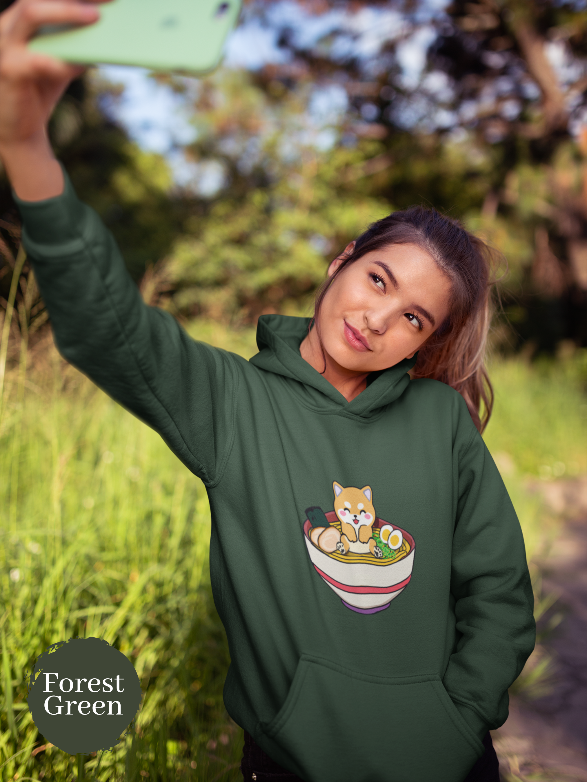 Ramen Hoodie: Cute Shiba Inu in a Bowl of Noodles - A Must-Have for Foodie Hoodies and Ramen Art Fans