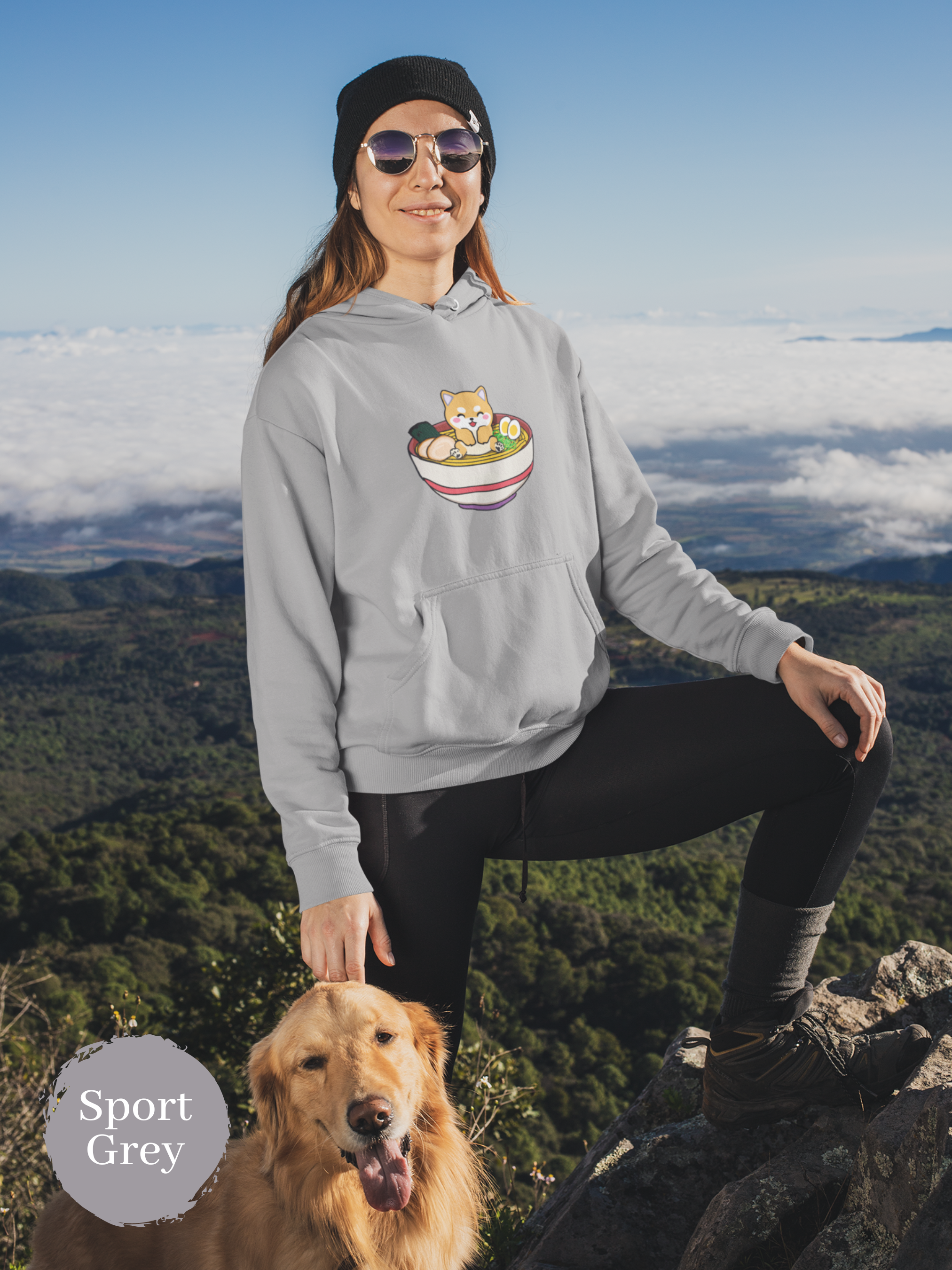 Ramen Hoodie: Cute Shiba Inu in a Bowl of Noodles - A Must-Have for Foodie Hoodies and Ramen Art Fans