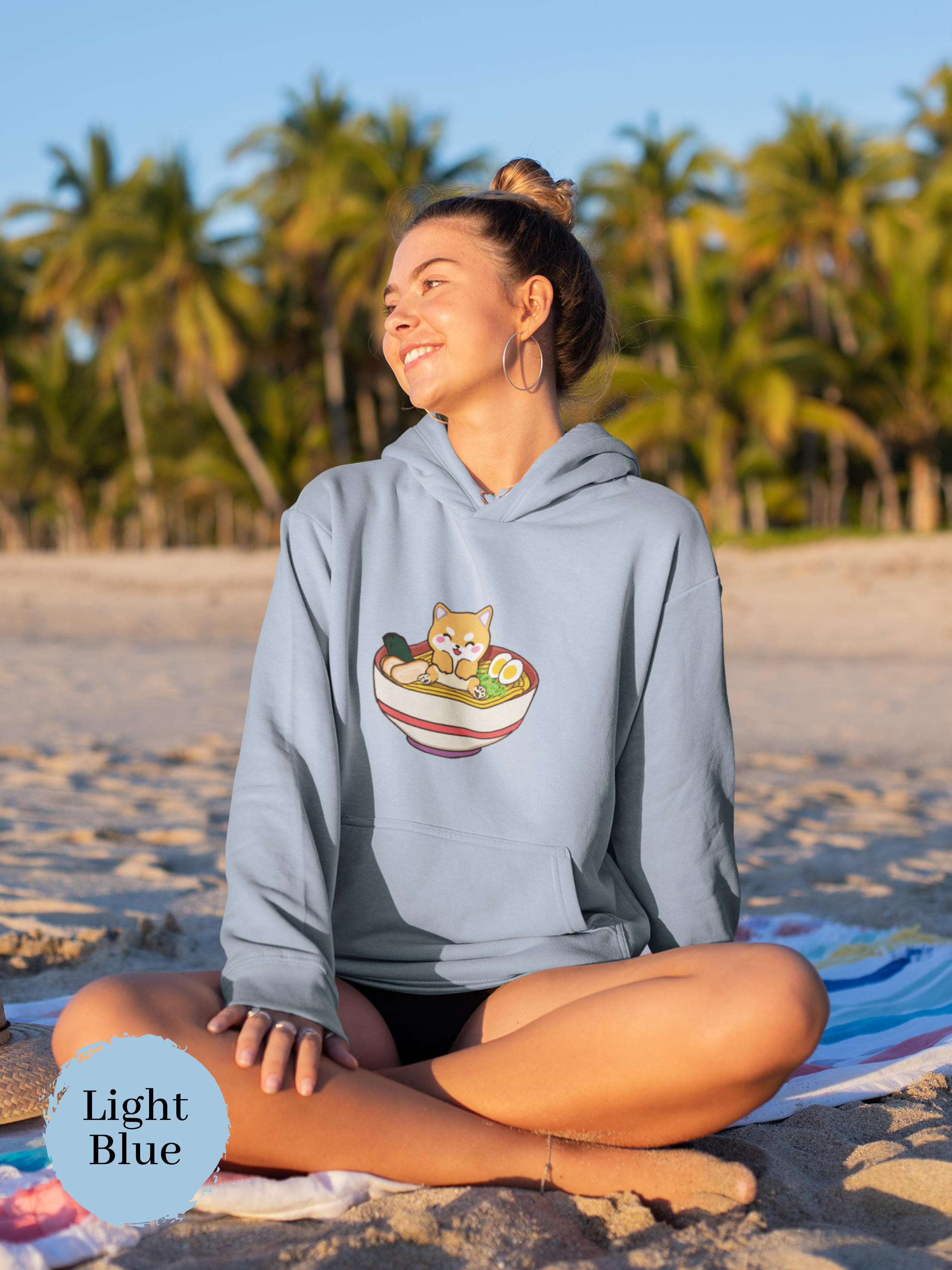 Ramen Hoodie: Cute Shiba Inu in a Bowl of Noodles - A Must-Have for Foodie Hoodies and Ramen Art Fans