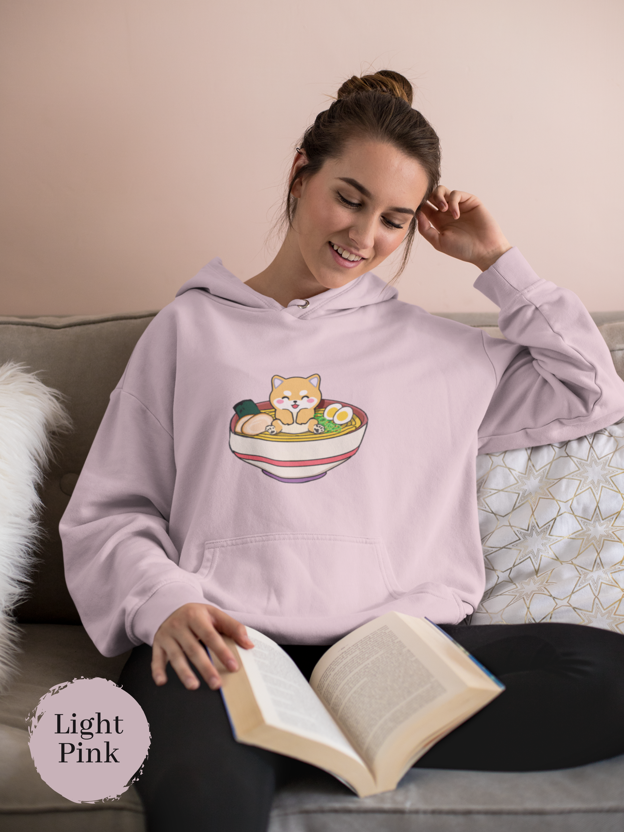 Ramen Hoodie: Cute Shiba Inu in a Bowl of Noodles - A Must-Have for Foodie Hoodies and Ramen Art Fans