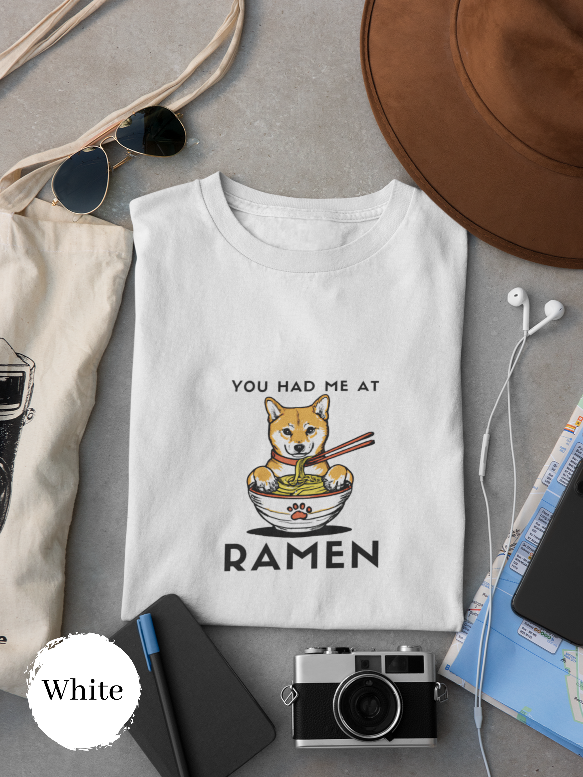 Ramen T-shirt with Shiba Inu Illustration: You Had Me at Ramen - Japanese Foodie Shirt for Ramen Art Fans