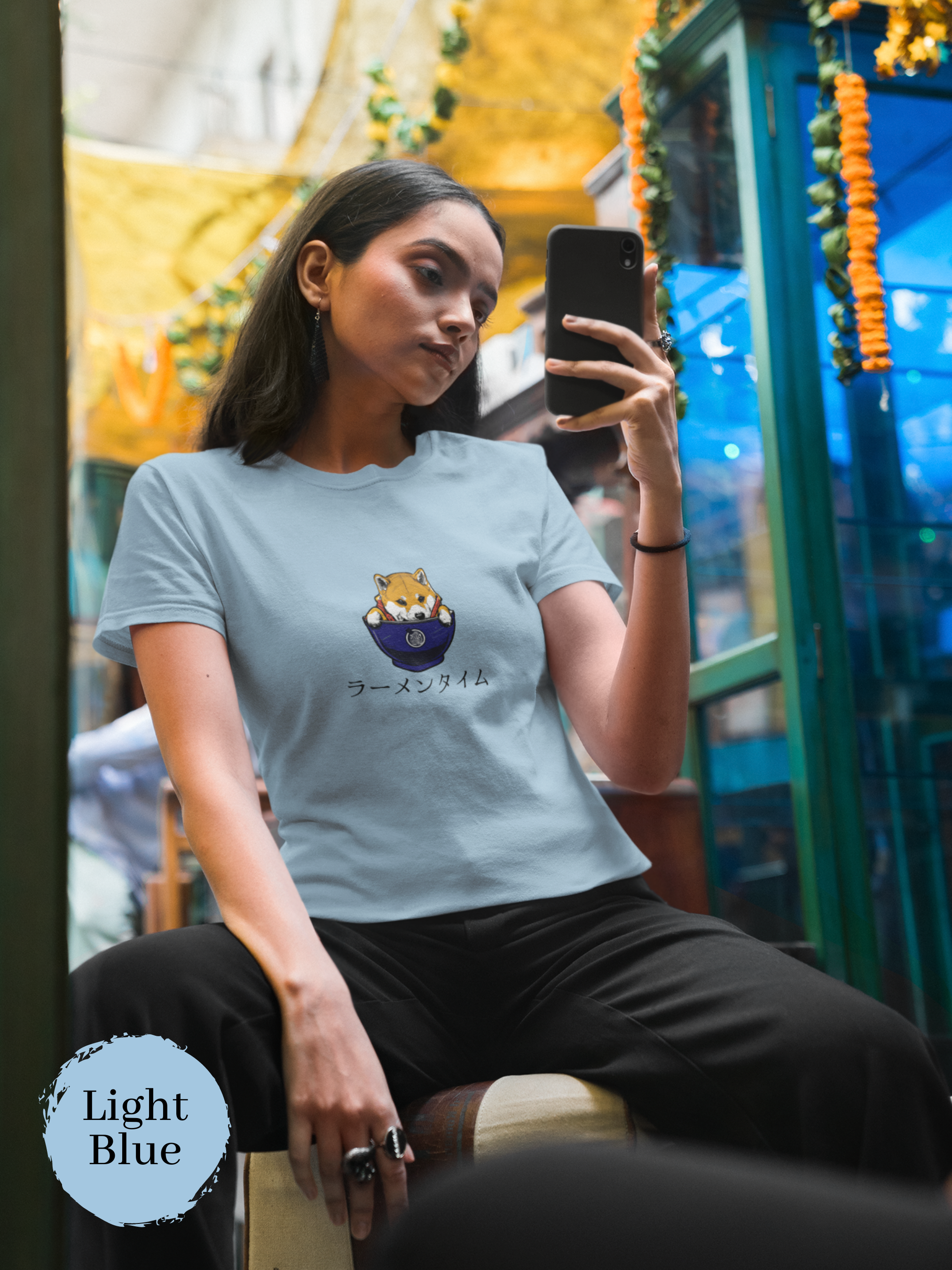 Ramen T-shirt: Ramen Time - Shiba Inu Guarding the Perfect Bowl - Japanese Foodie Shirt with Ramen Art