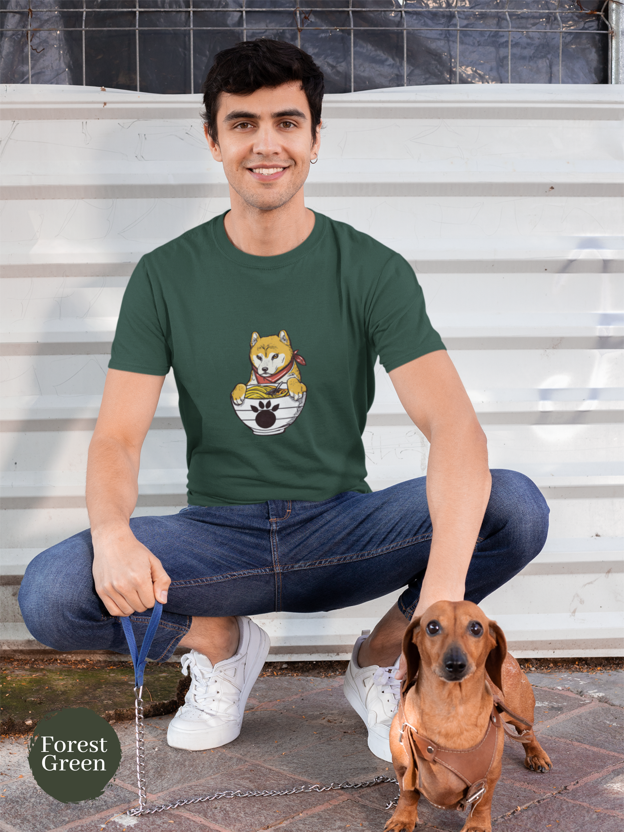 Ramen Shiba Inu T-Shirt: Japanese Foodie Shirt with Cute Dog Illustration and Ramen Art