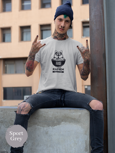 Ramen Protector T-Shirt: Japanese Foodie Shirt with Shiba Inu Guarding Ramen Bowl - Ramen Art